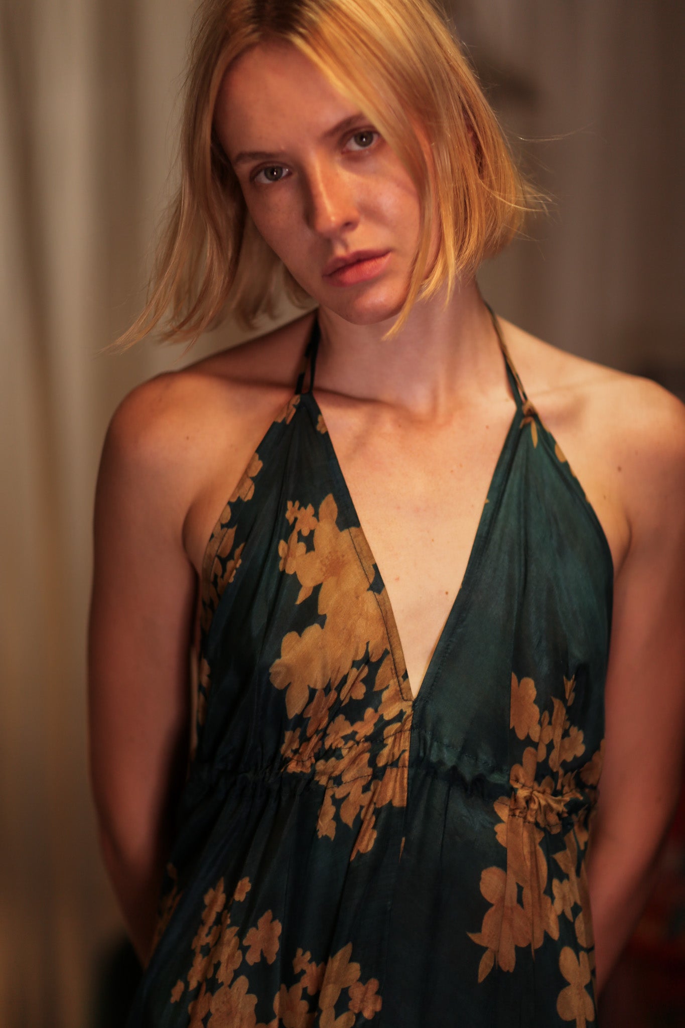 HANNAH SILK DRESS GOLDEN BOUQUET