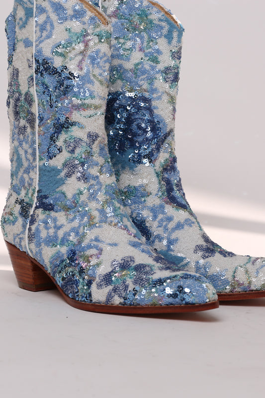 TATI SEQUINS EMBROIDERED COWBOY BOOTS
