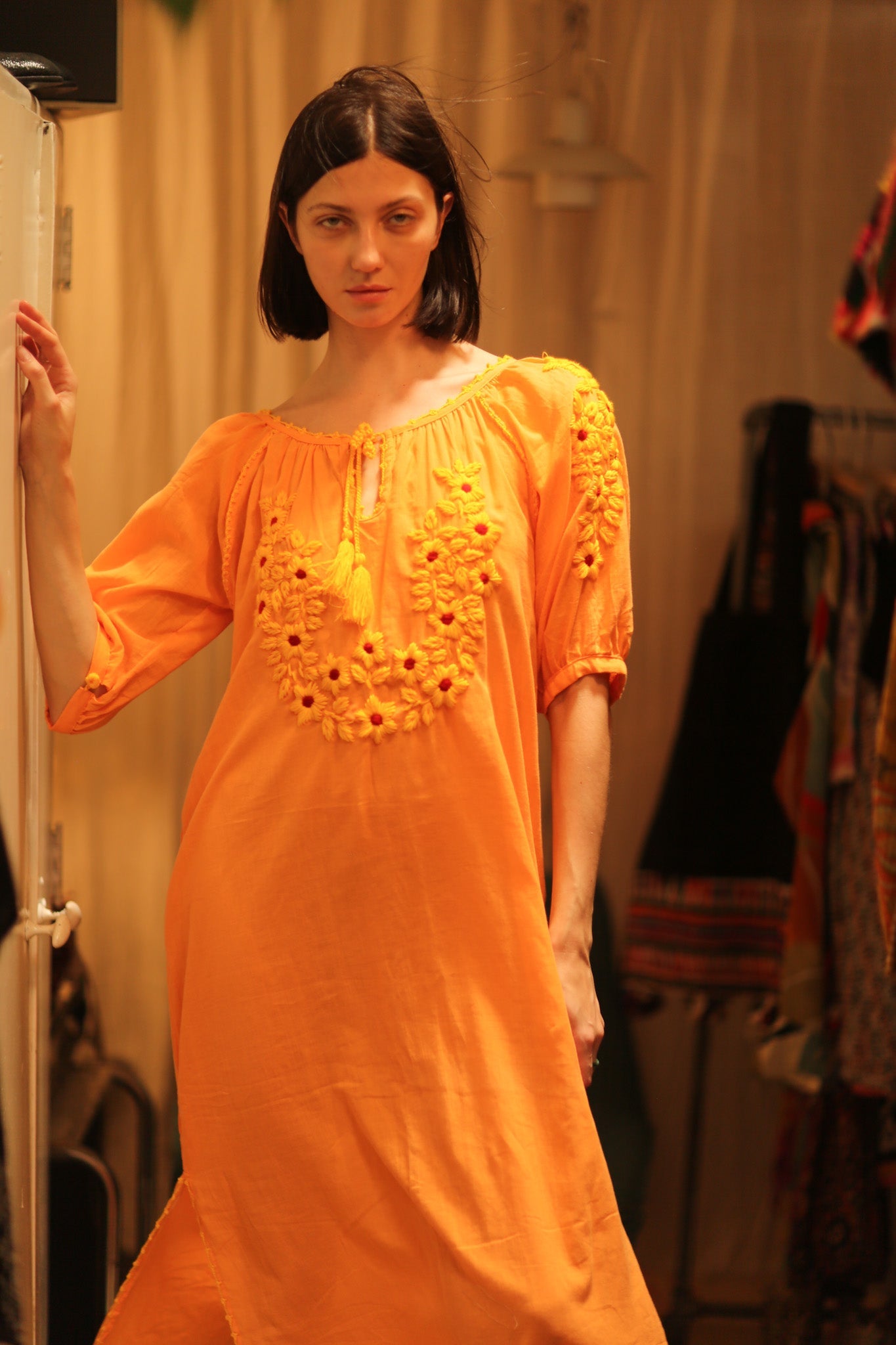 ADELE EMBROIDERED FLOWER DRESS - BANGKOK TAILOR CLOTHING STORE - HANDMADE CLOTHING