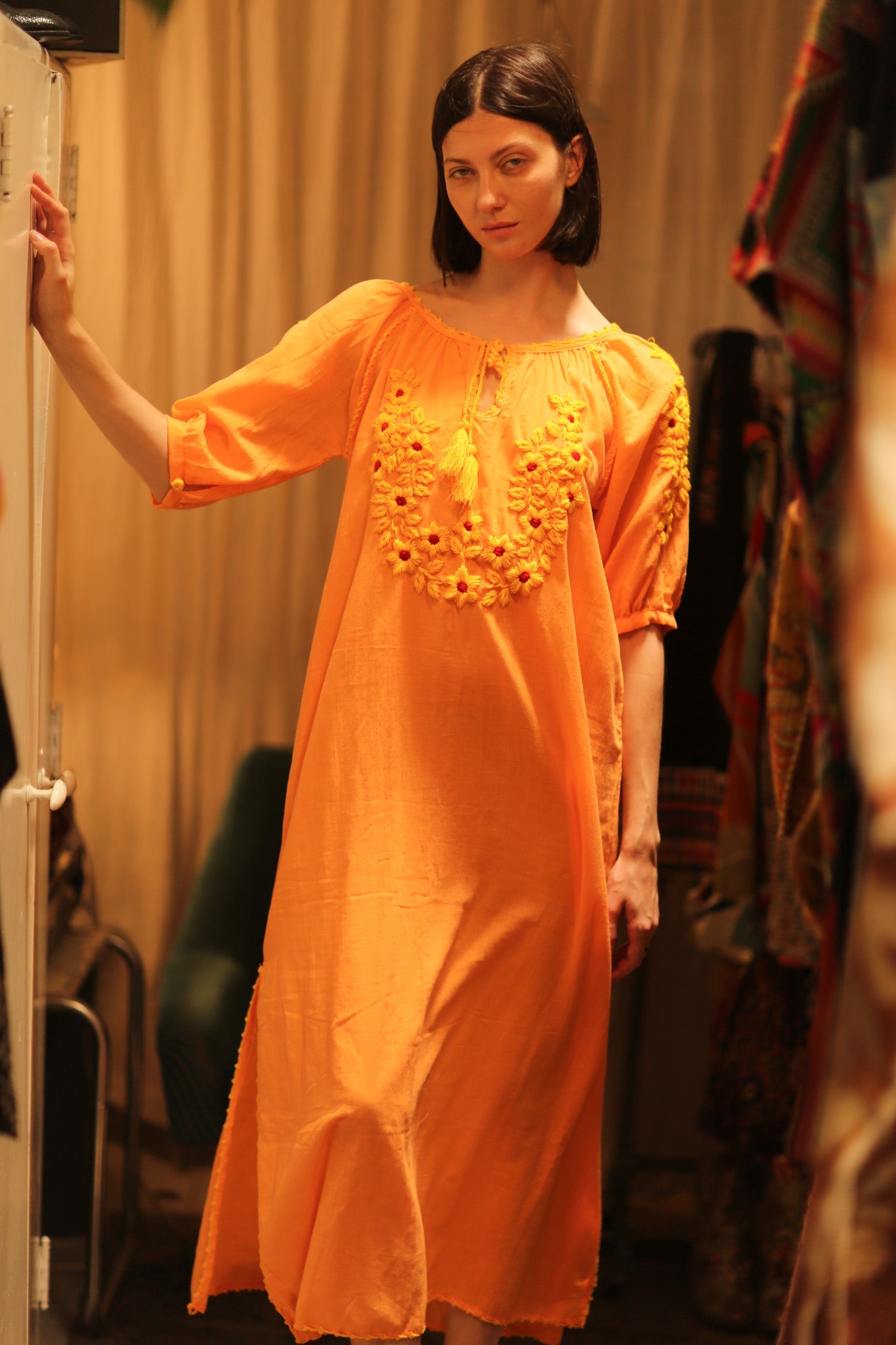 ADELE EMBROIDERED FLOWER DRESS - BANGKOK TAILOR CLOTHING STORE - HANDMADE CLOTHING