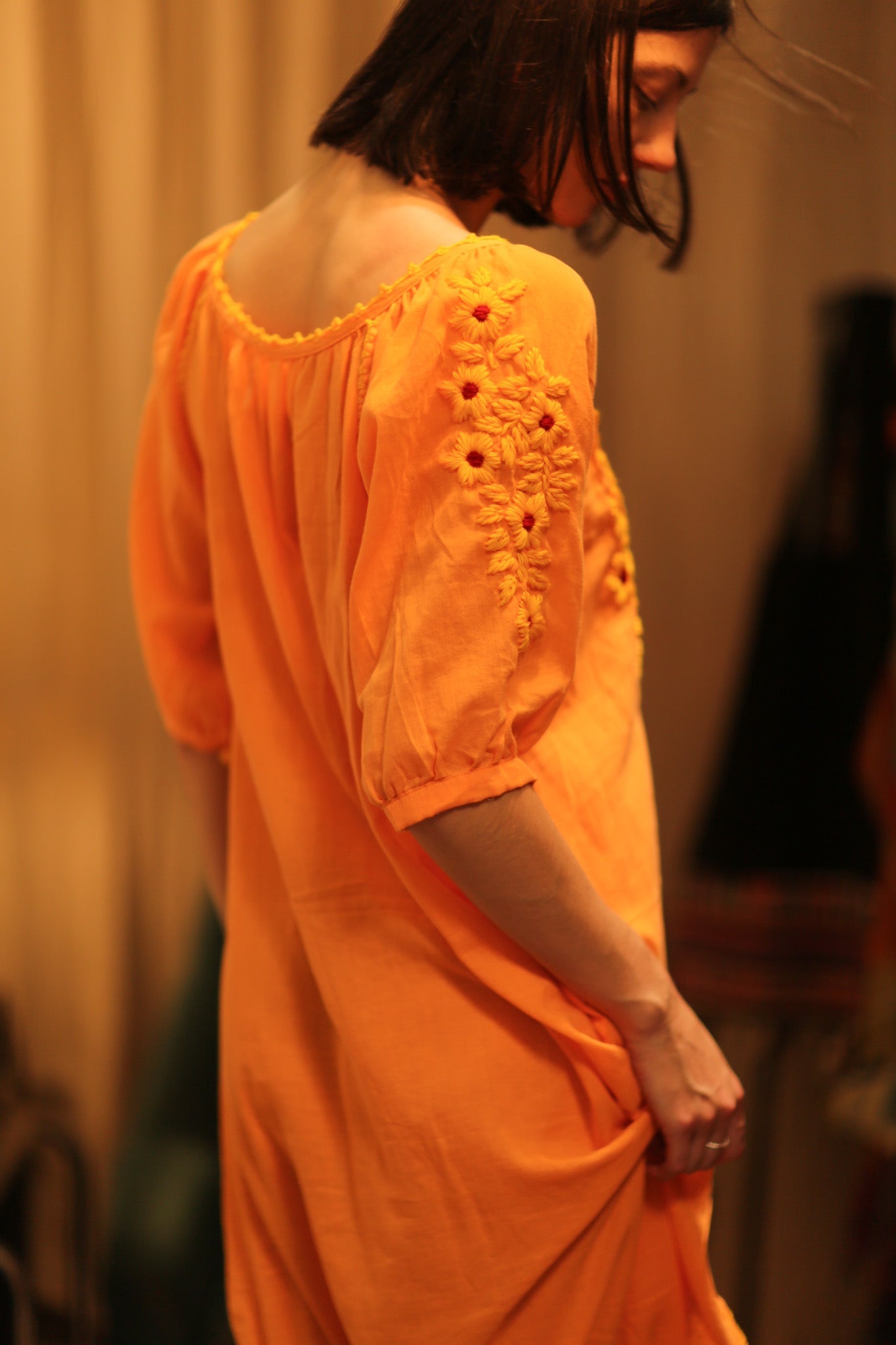 ADELE EMBROIDERED FLOWER DRESS - BANGKOK TAILOR CLOTHING STORE - HANDMADE CLOTHING