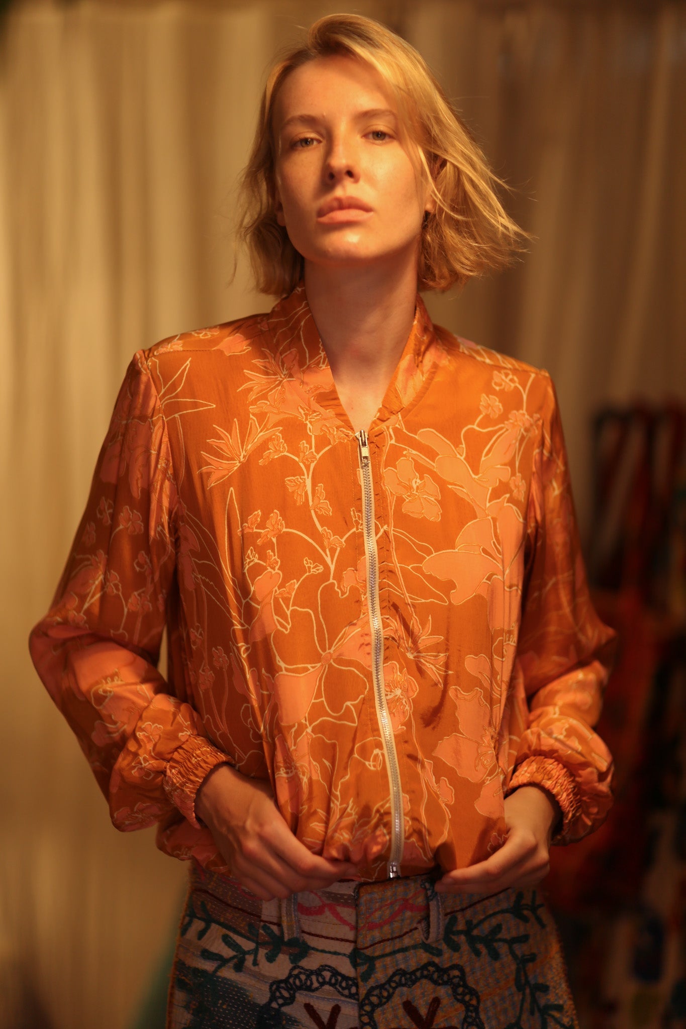 ANCHA SILK BOMBER JACKET - BANGKOK TAILOR CLOTHING STORE - HANDMADE CLOTHING