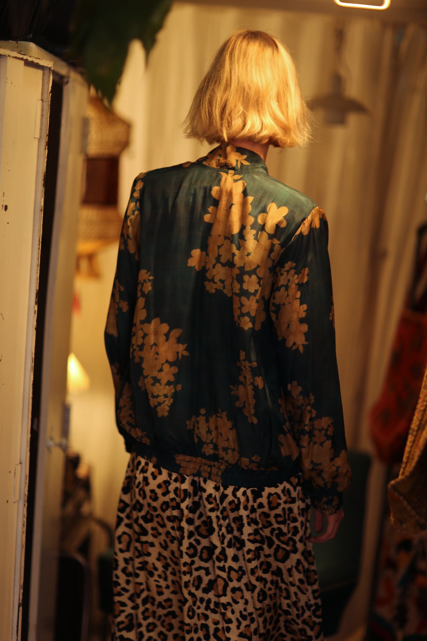 ANCHA SILK BOMBER JACKET GOLDEN VINES - BANGKOK TAILOR CLOTHING STORE - HANDMADE CLOTHING