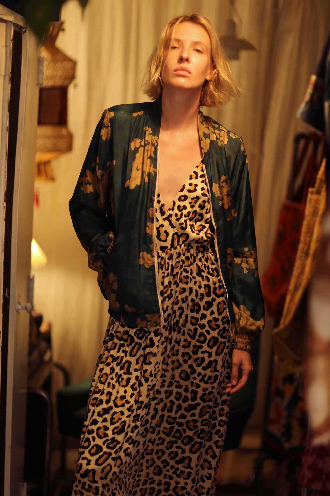 ANCHA SILK BOMBER JACKET GOLDEN VINES - BANGKOK TAILOR CLOTHING STORE - HANDMADE CLOTHING