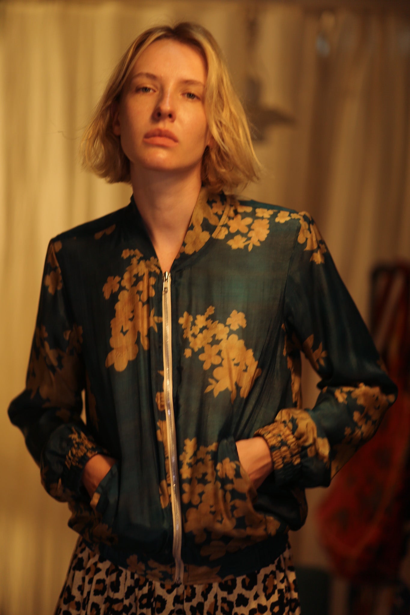 ANCHA SILK BOMBER JACKET GOLDEN VINES - BANGKOK TAILOR CLOTHING STORE - HANDMADE CLOTHING