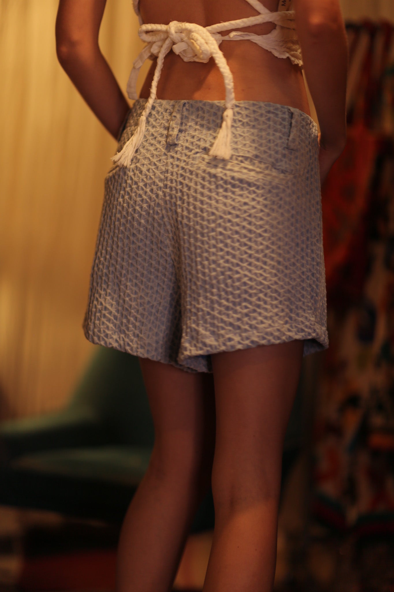 ANNETTE PATTERNED SOFT DENIM SHORTS - BANGKOK TAILOR CLOTHING STORE - HANDMADE CLOTHING