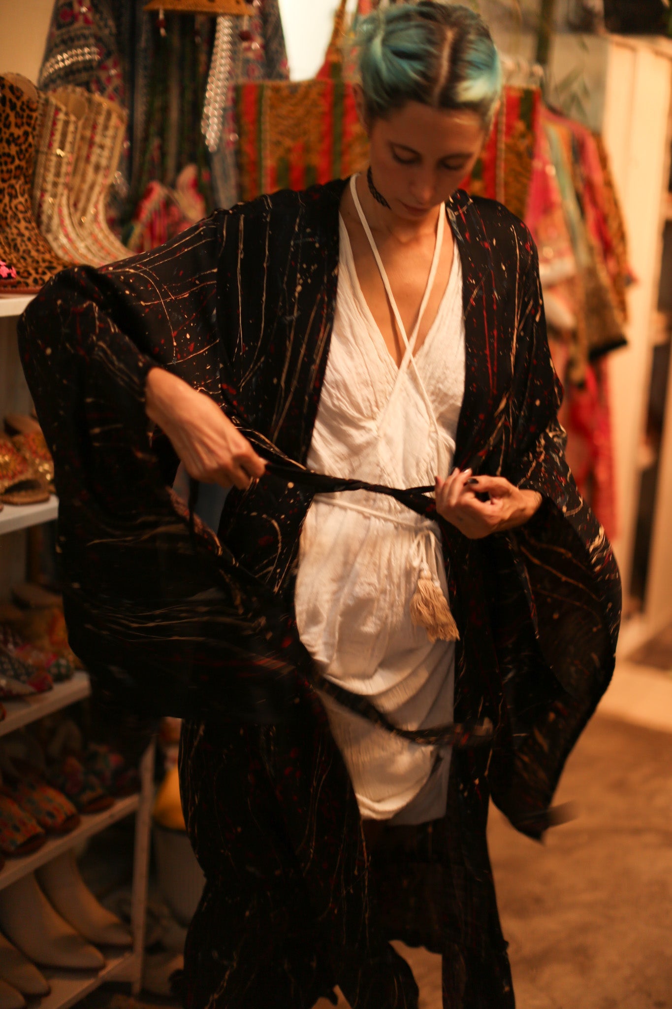 ARTIST PAINTED SILK KIMONO - BANGKOK TAILOR CLOTHING STORE - HANDMADE CLOTHING