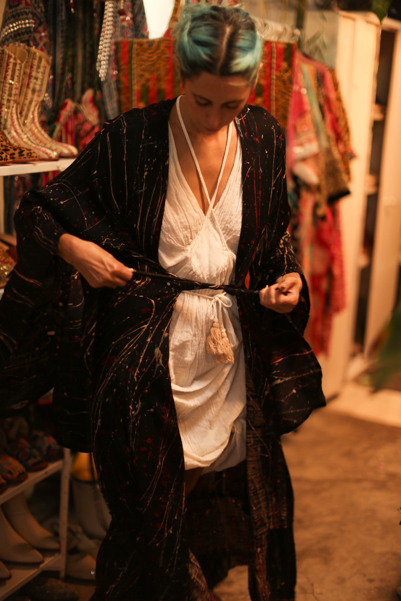 ARTIST PAINTED SILK KIMONO - BANGKOK TAILOR CLOTHING STORE - HANDMADE CLOTHING