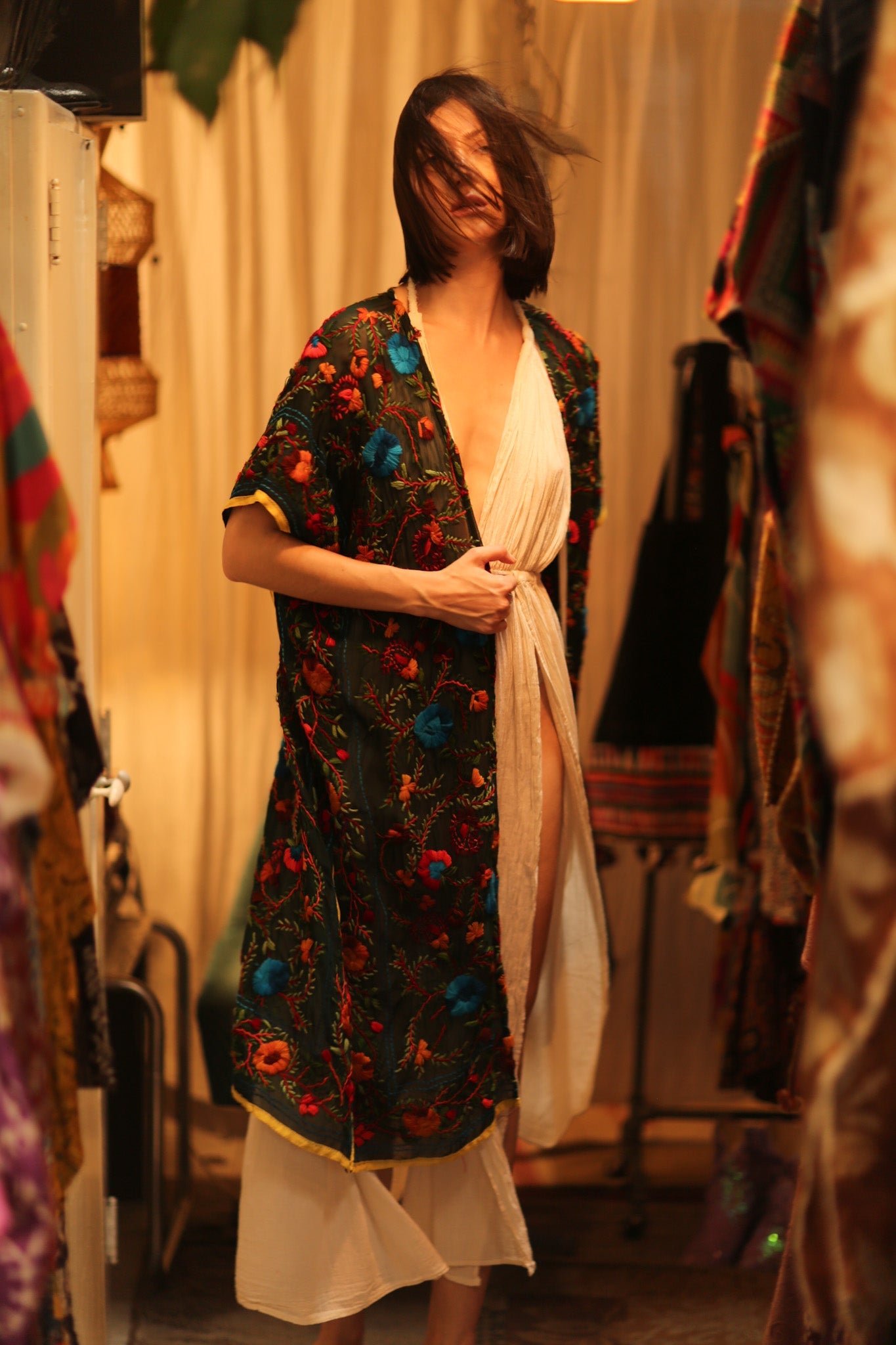 BIANCA EMBROIDERED KIMONO - BANGKOK TAILOR CLOTHING STORE - HANDMADE CLOTHING