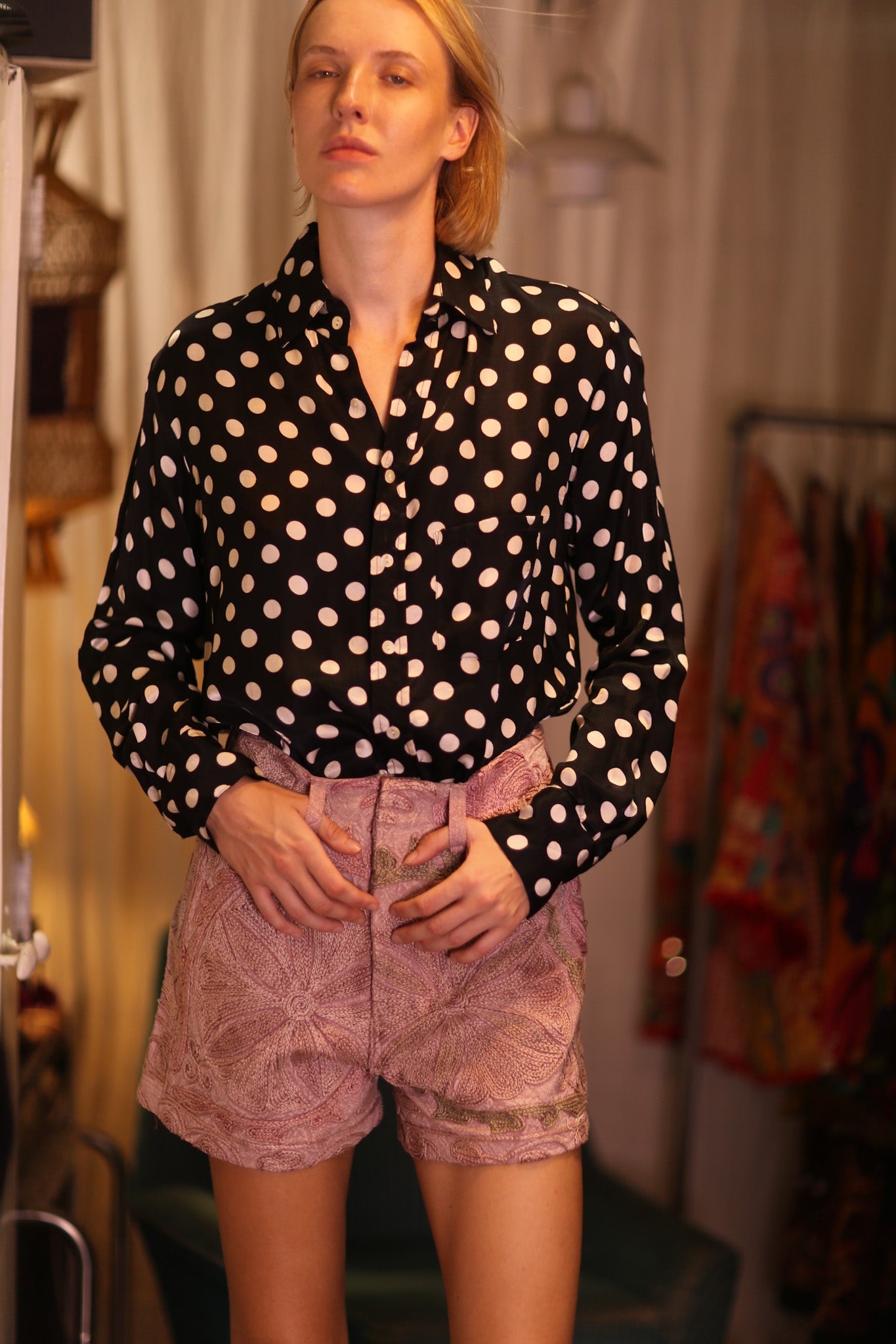 BILLIE BOYFRIEND SHIRT POLKA DOTS - BANGKOK TAILOR CLOTHING STORE - HANDMADE CLOTHING