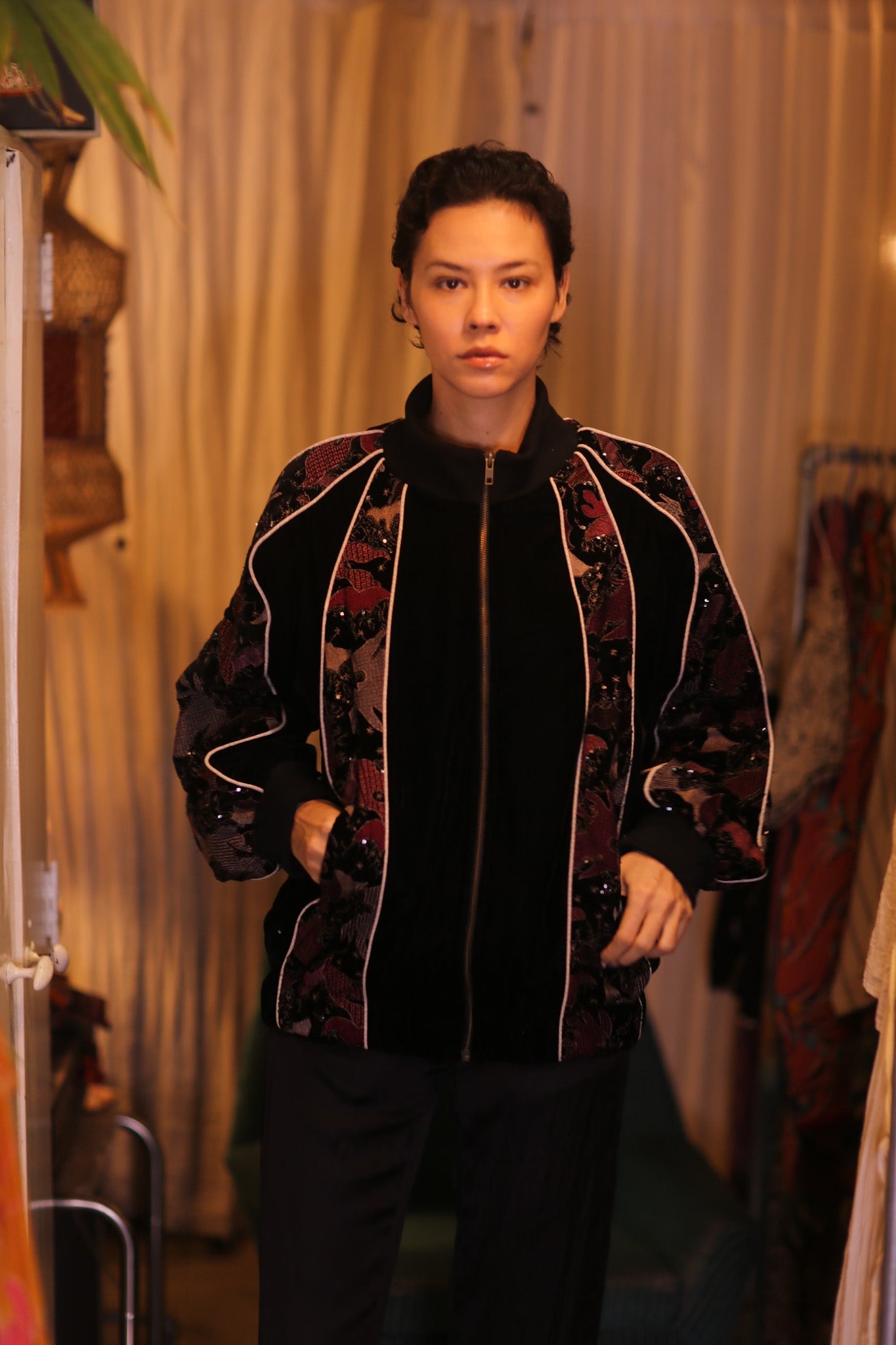 BLACK EMBROIDERED VELVET JACKET MINE - BANGKOK TAILOR CLOTHING STORE - HANDMADE CLOTHING