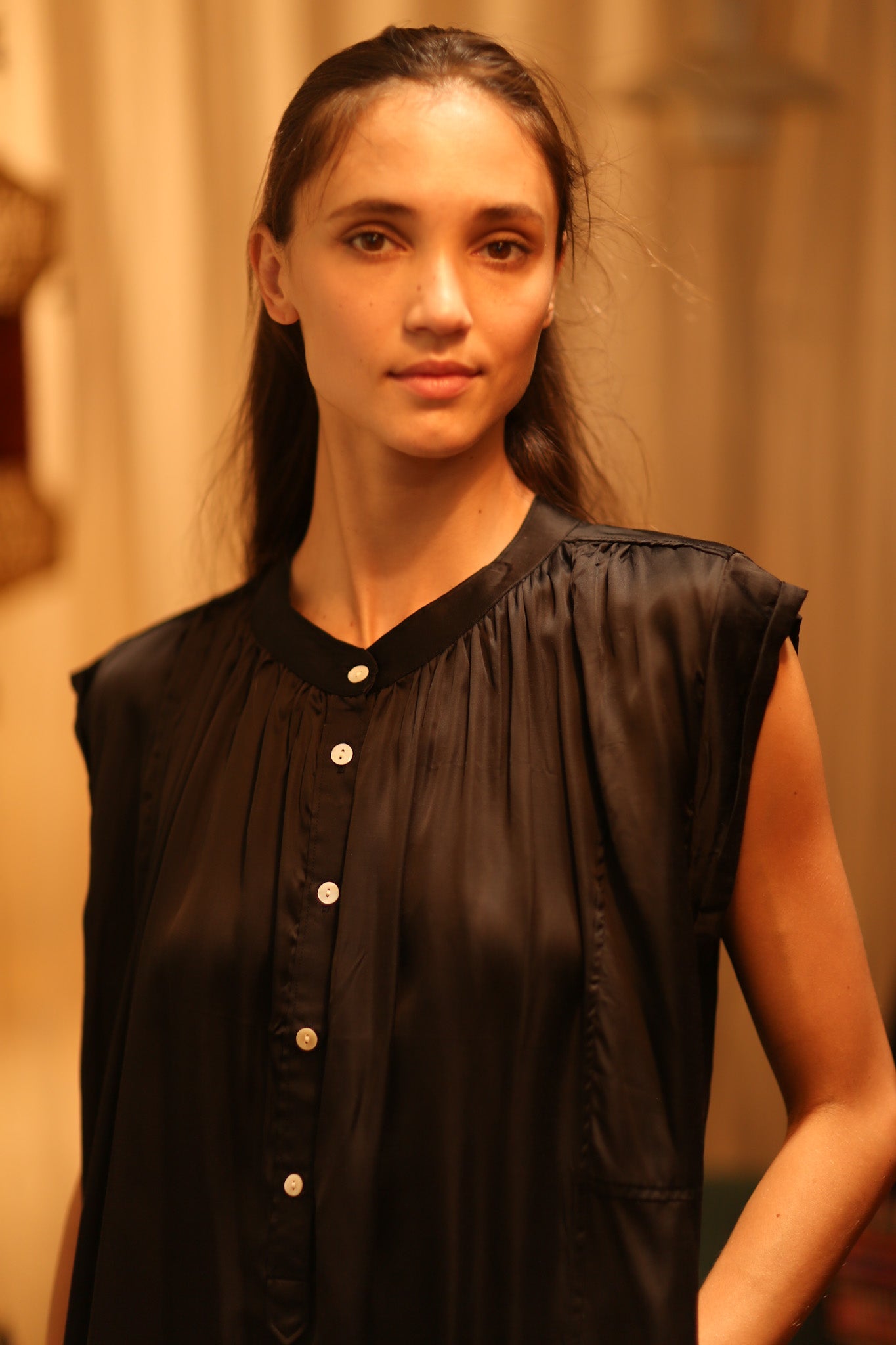 BLACK SILK DRESS MARY - BANGKOK TAILOR CLOTHING STORE - HANDMADE CLOTHING