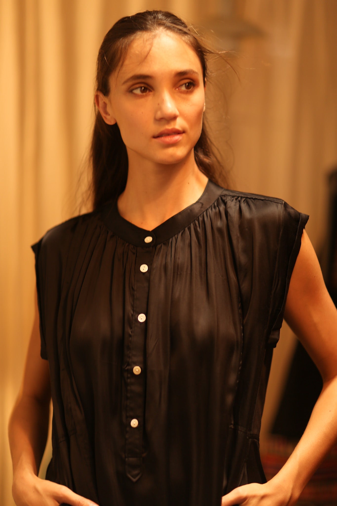 BLACK SILK DRESS MARY - BANGKOK TAILOR CLOTHING STORE - HANDMADE CLOTHING