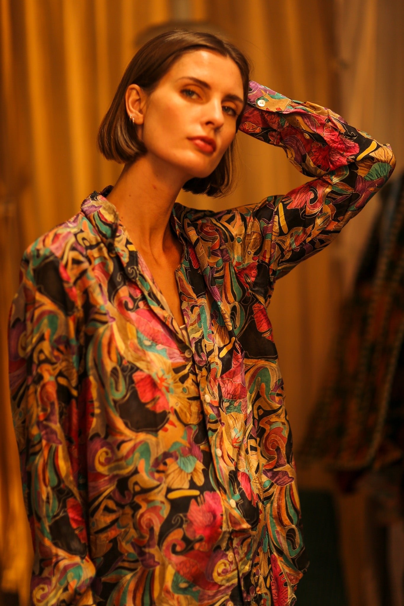 BOYFRIEND BILLIE BLACK OCEAN FLOWERS - BANGKOK TAILOR CLOTHING STORE - HANDMADE CLOTHING