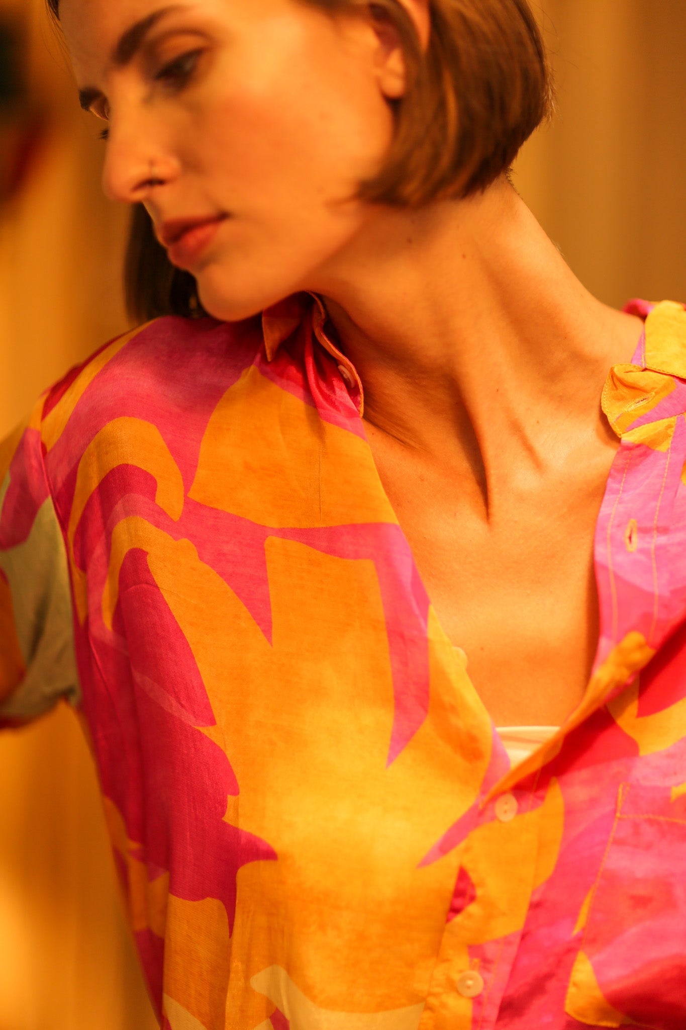 BOYFRIEND BILLIE PINK AND YELLOW SPLASH - BANGKOK TAILOR CLOTHING STORE - HANDMADE CLOTHING