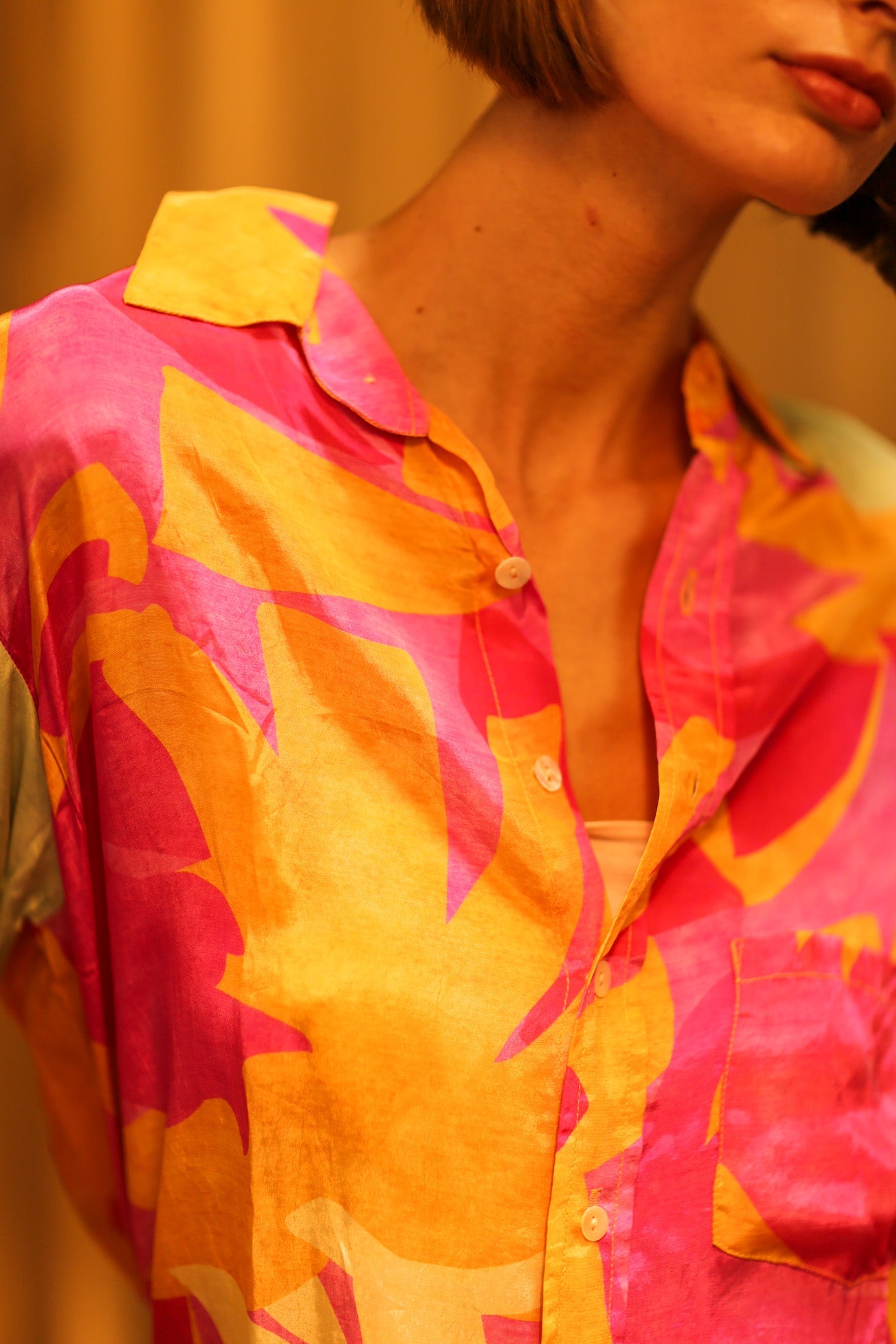 BOYFRIEND BILLIE PINK AND YELLOW SPLASH - BANGKOK TAILOR CLOTHING STORE - HANDMADE CLOTHING