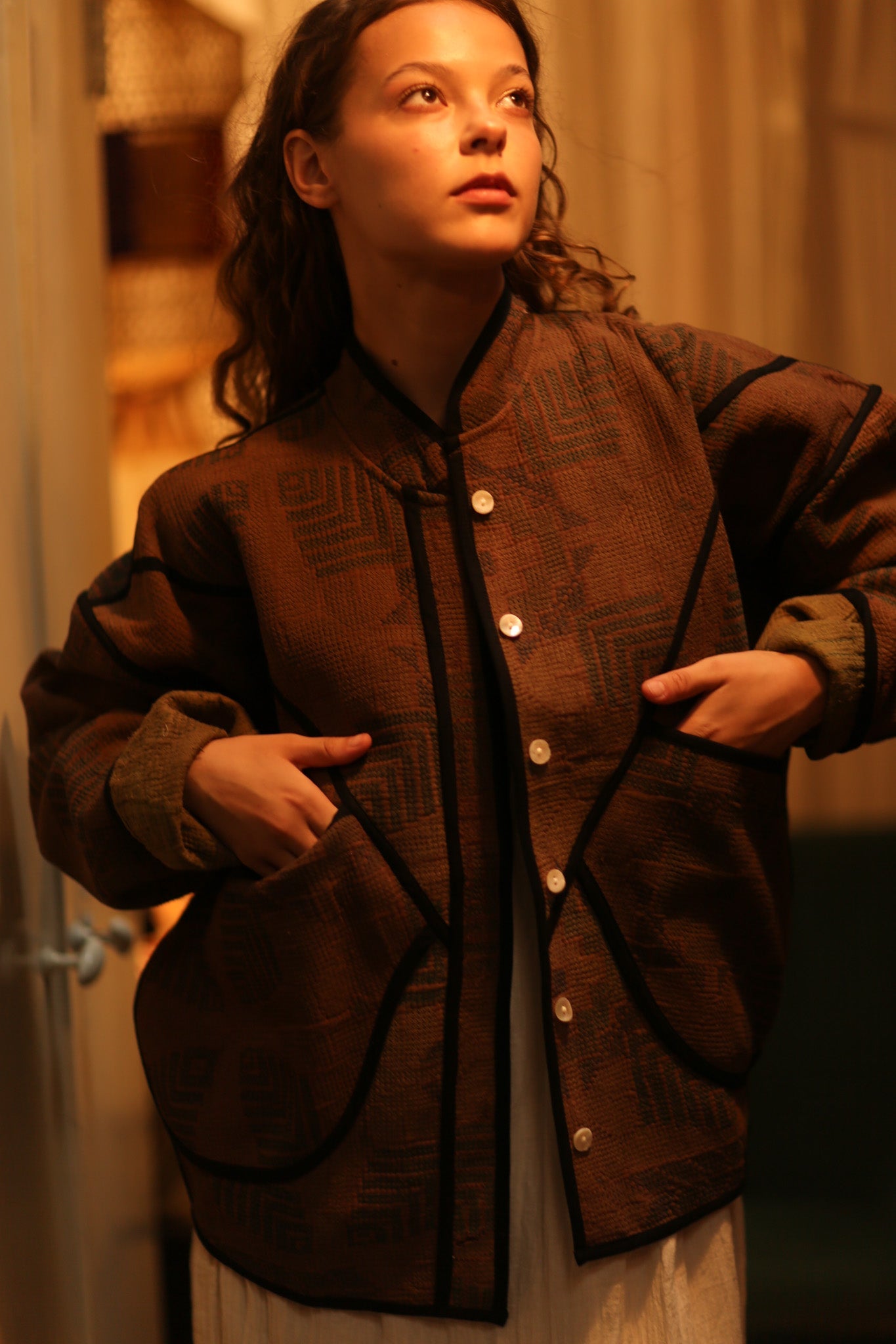 BROWN KANTHA JACKET FRANCESCA - BANGKOK TAILOR CLOTHING STORE - HANDMADE CLOTHING