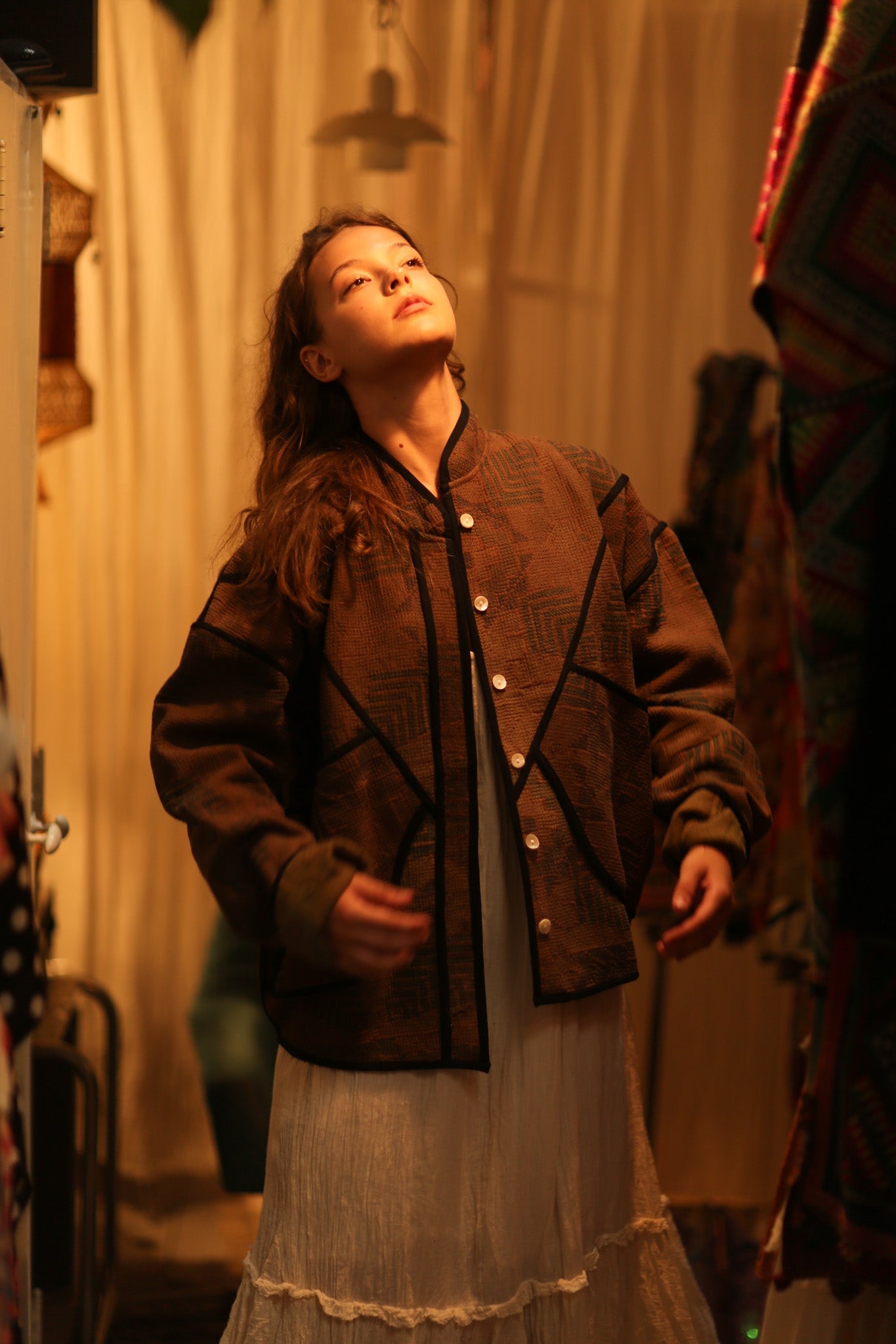 BROWN KANTHA JACKET FRANCESCA - BANGKOK TAILOR CLOTHING STORE - HANDMADE CLOTHING