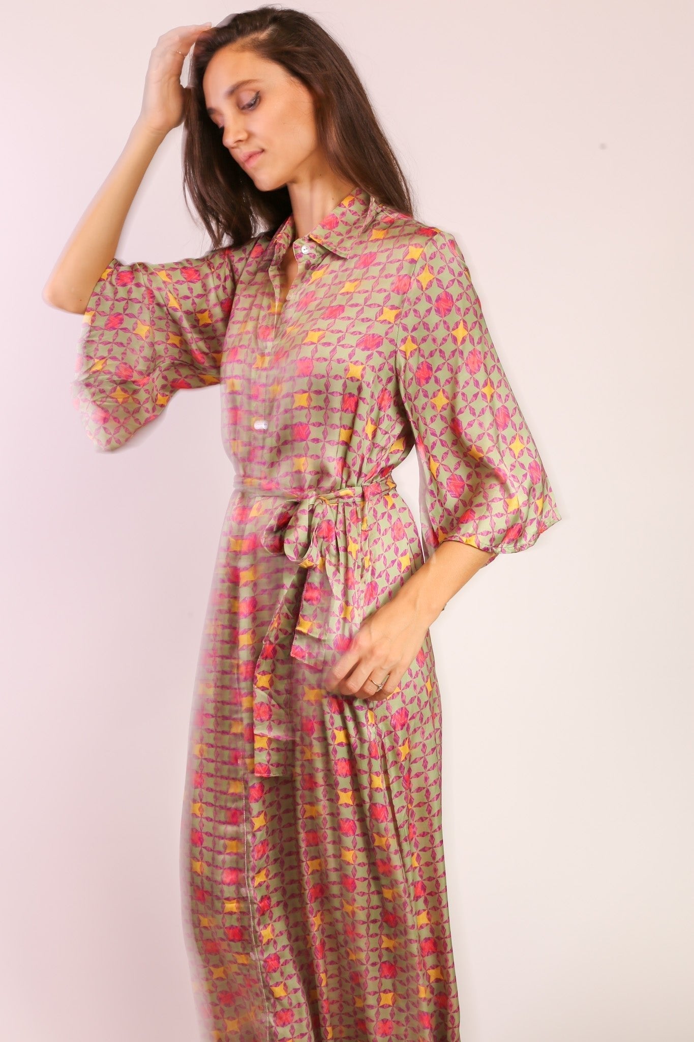 BUTTON DOWN DRESS KIMONO SOKAGI - BANGKOK TAILOR CLOTHING STORE - HANDMADE CLOTHING
