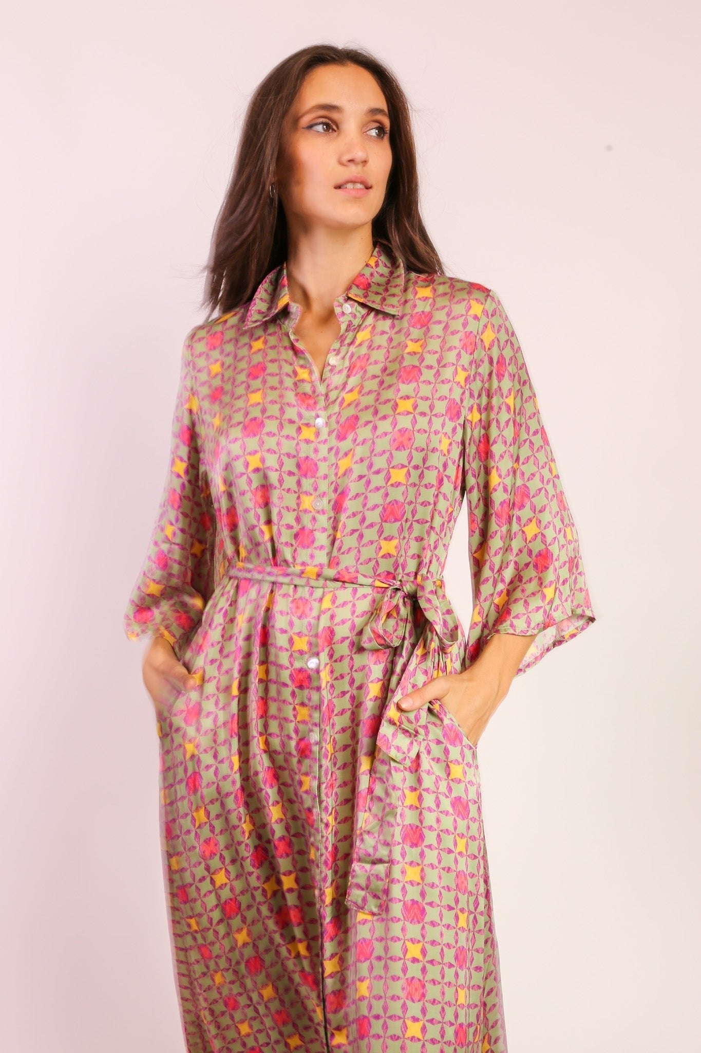 BUTTON DOWN DRESS KIMONO SOKAGI - BANGKOK TAILOR CLOTHING STORE - HANDMADE CLOTHING