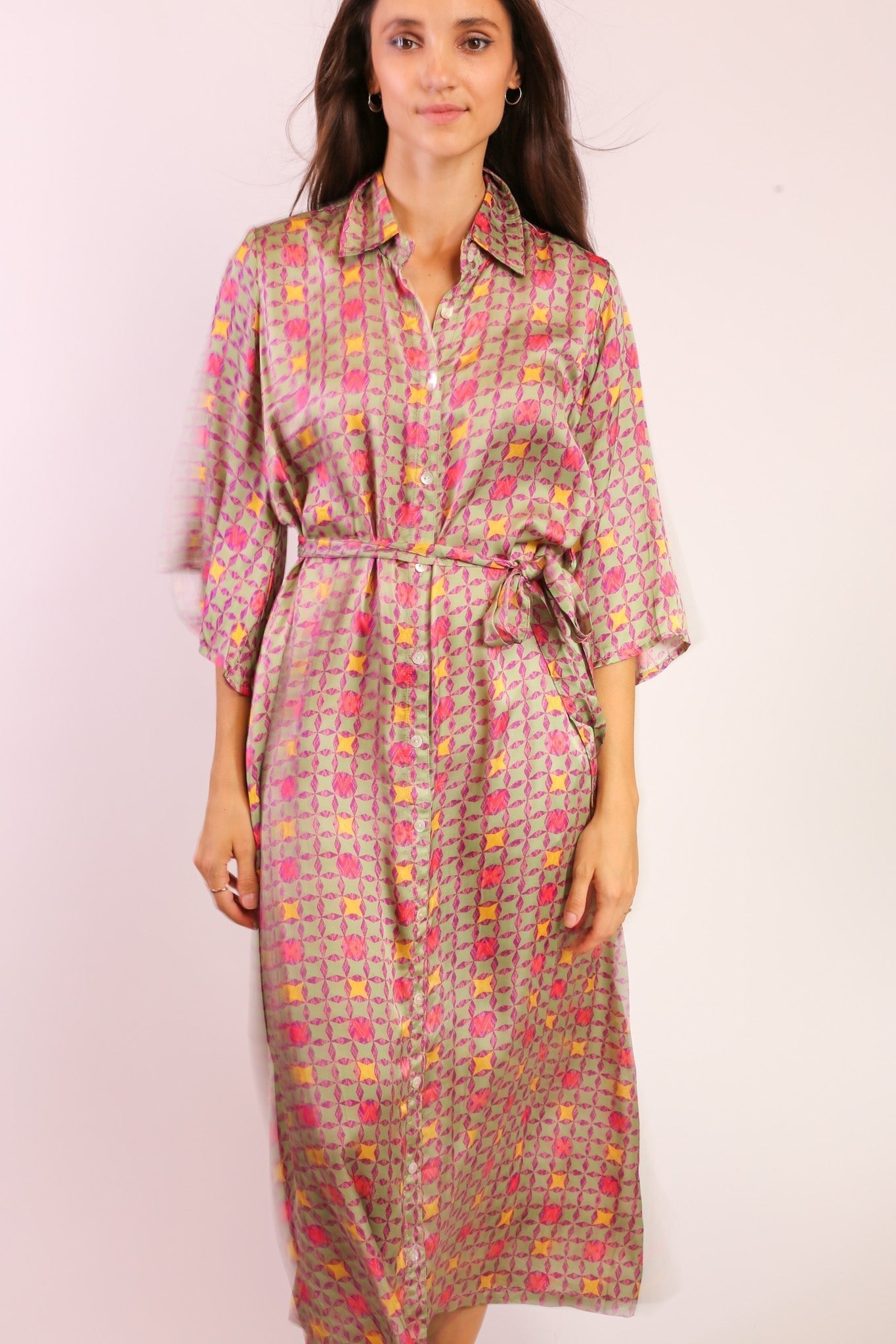BUTTON DOWN DRESS KIMONO SOKAGI - BANGKOK TAILOR CLOTHING STORE - HANDMADE CLOTHING