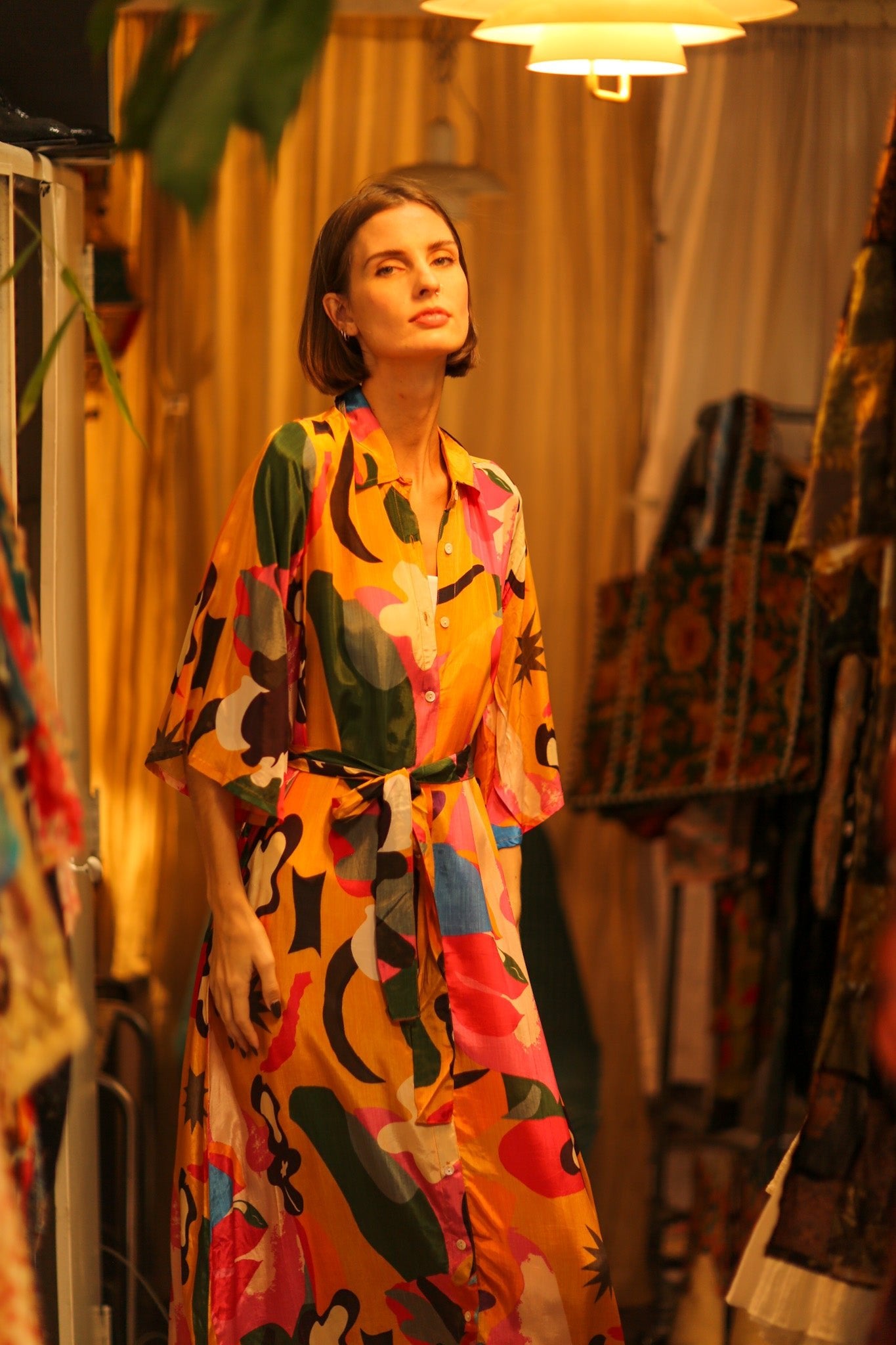 BUTTON DOWN SILK DRESS AEKI - BANGKOK TAILOR CLOTHING STORE - HANDMADE CLOTHING