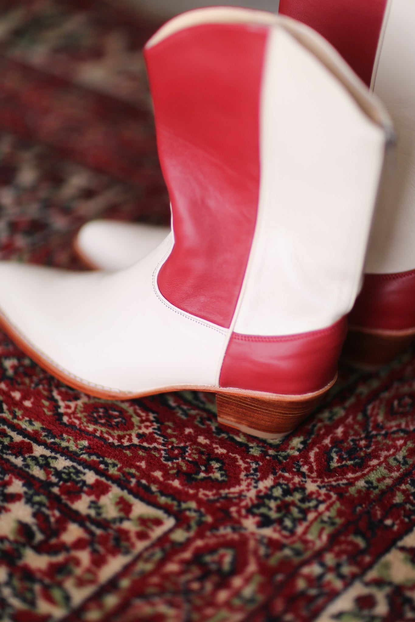CREAM RED WESTERN BOOTS GUSTAV - BANGKOK TAILOR CLOTHING STORE - HANDMADE CLOTHING