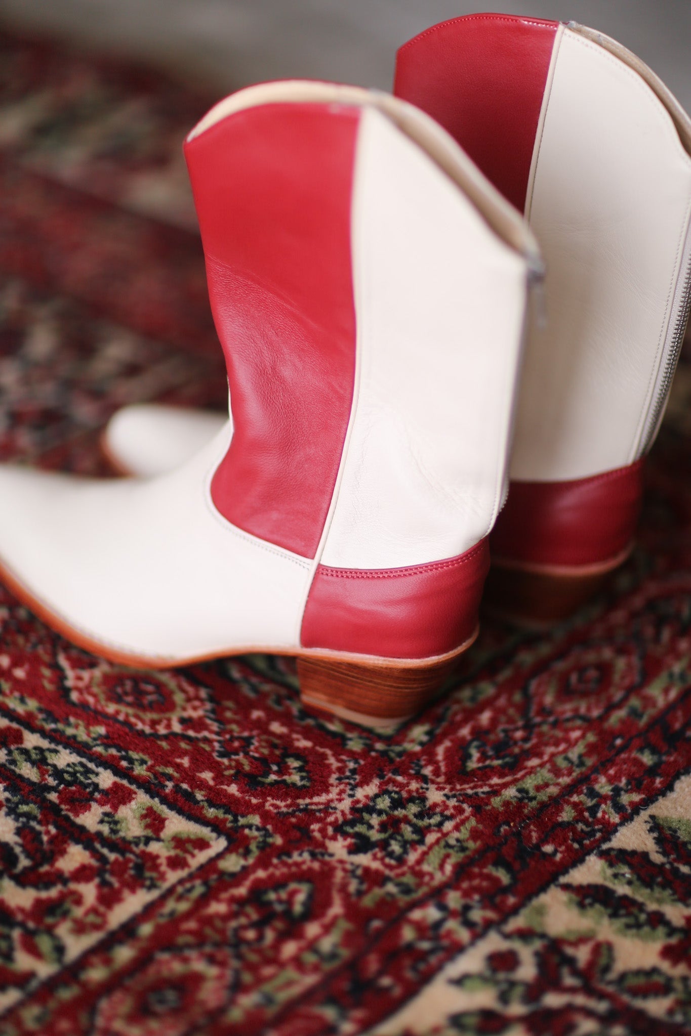 CREAM RED WESTERN BOOTS GUSTAV - BANGKOK TAILOR CLOTHING STORE - HANDMADE CLOTHING