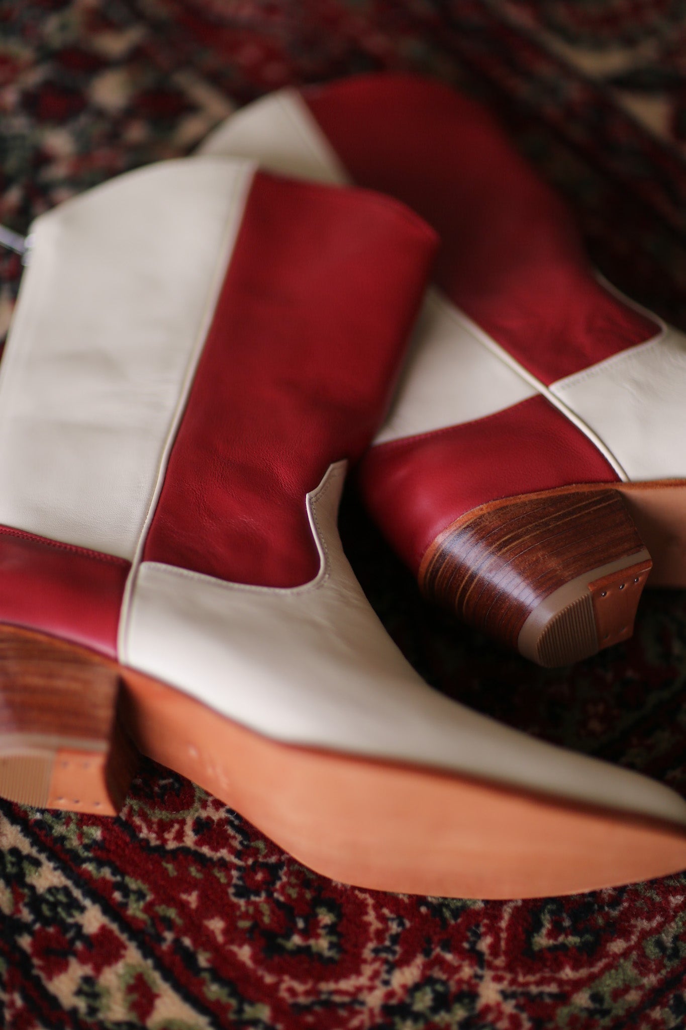 CREAM RED WESTERN BOOTS GUSTAV - BANGKOK TAILOR CLOTHING STORE - HANDMADE CLOTHING
