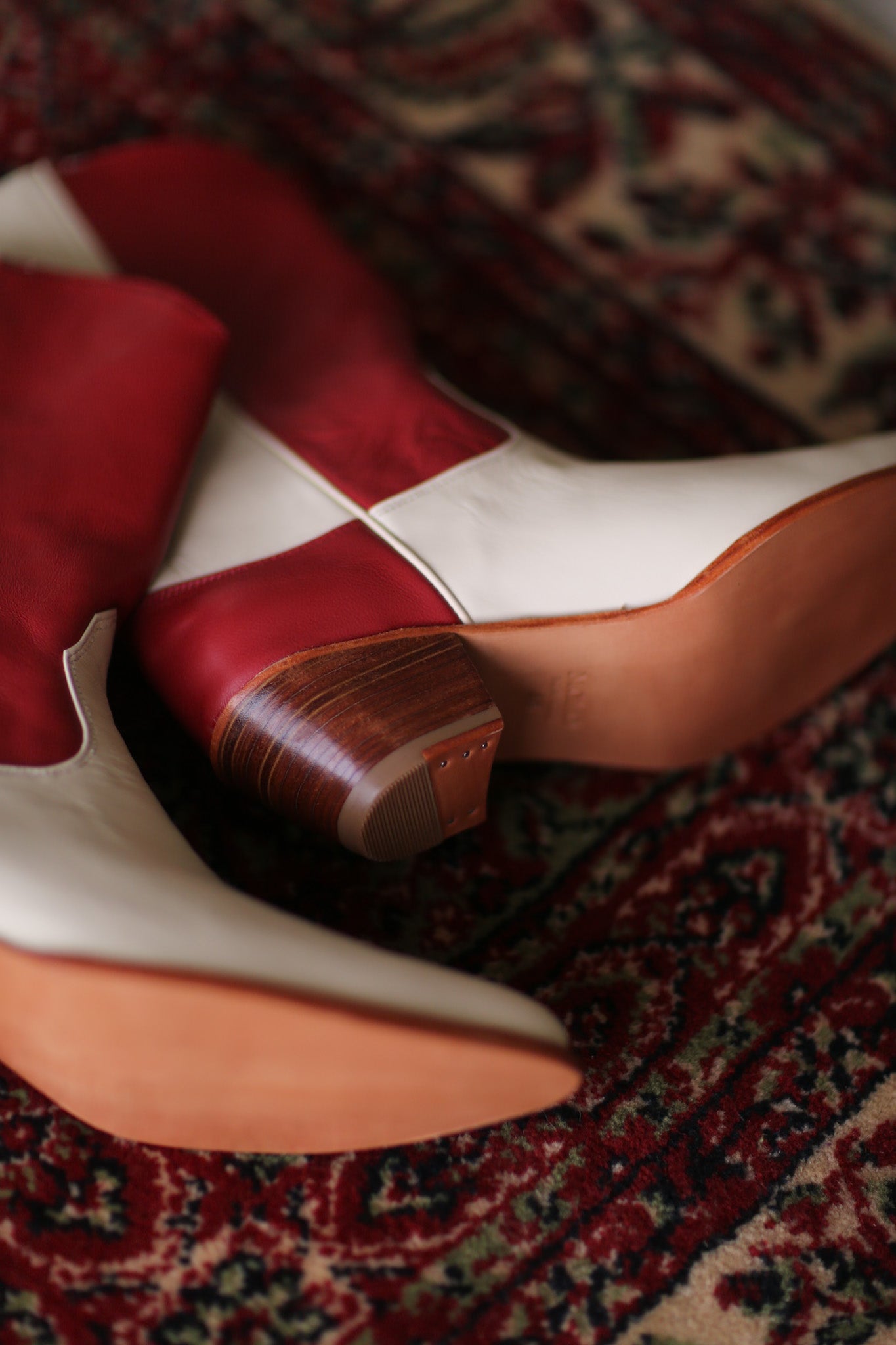 CREAM RED WESTERN BOOTS GUSTAV - BANGKOK TAILOR CLOTHING STORE - HANDMADE CLOTHING