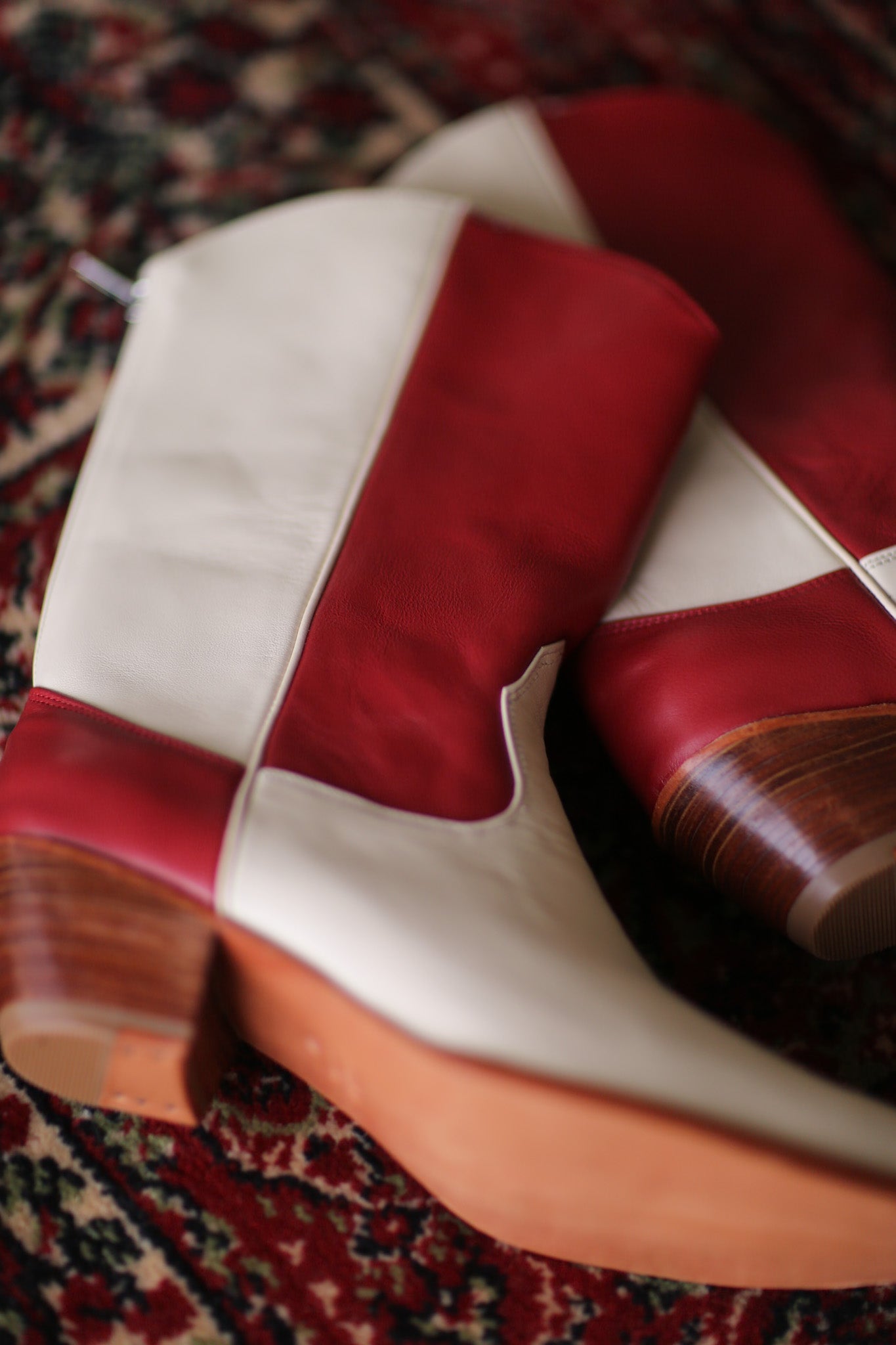 CREAM RED WESTERN BOOTS GUSTAV - BANGKOK TAILOR CLOTHING STORE - HANDMADE CLOTHING