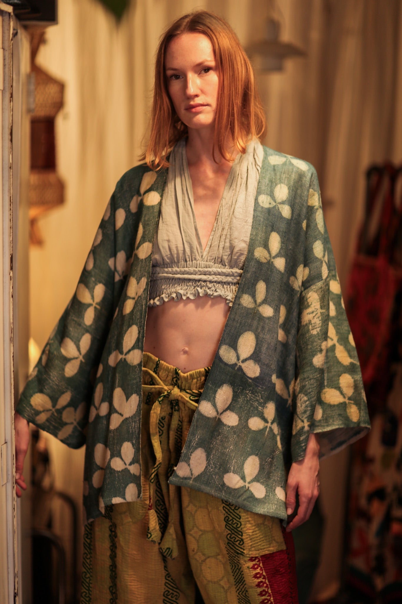 DAMON KANCHON SHORT KIMONO DIRTY TURQUOISE - BANGKOK TAILOR CLOTHING STORE - HANDMADE CLOTHING