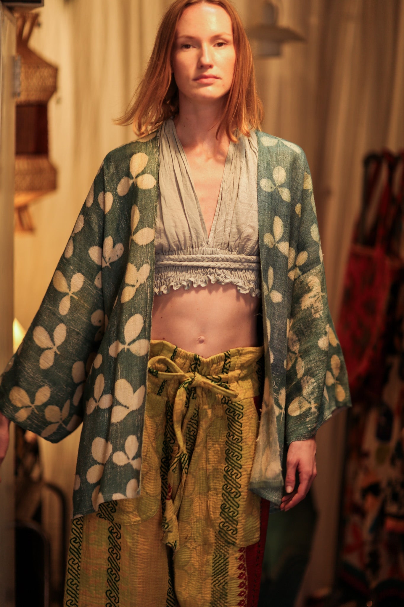 DAMON KANCHON SHORT KIMONO DIRTY TURQUOISE - BANGKOK TAILOR CLOTHING STORE - HANDMADE CLOTHING