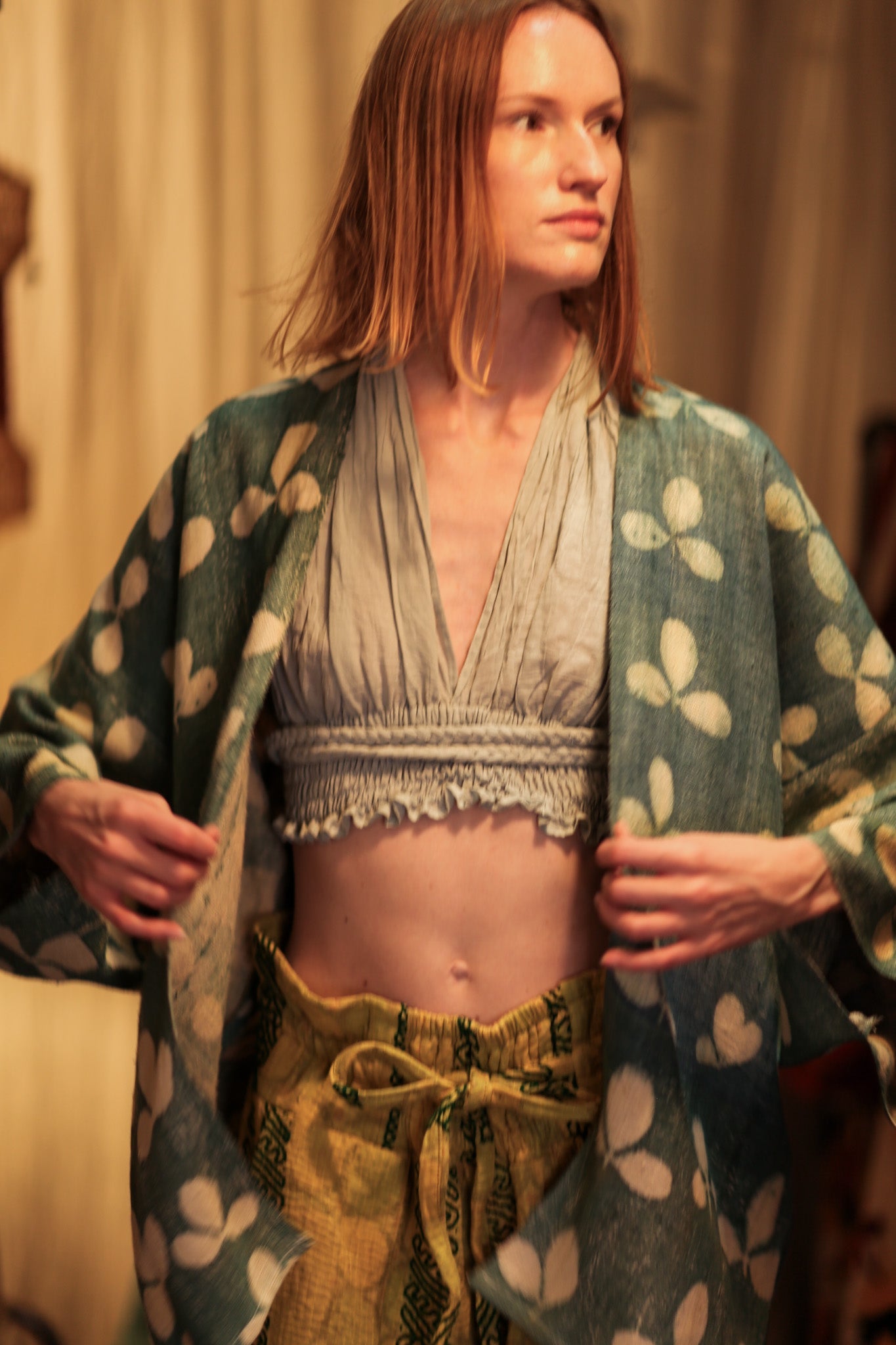DAMON KANCHON SHORT KIMONO DIRTY TURQUOISE - BANGKOK TAILOR CLOTHING STORE - HANDMADE CLOTHING