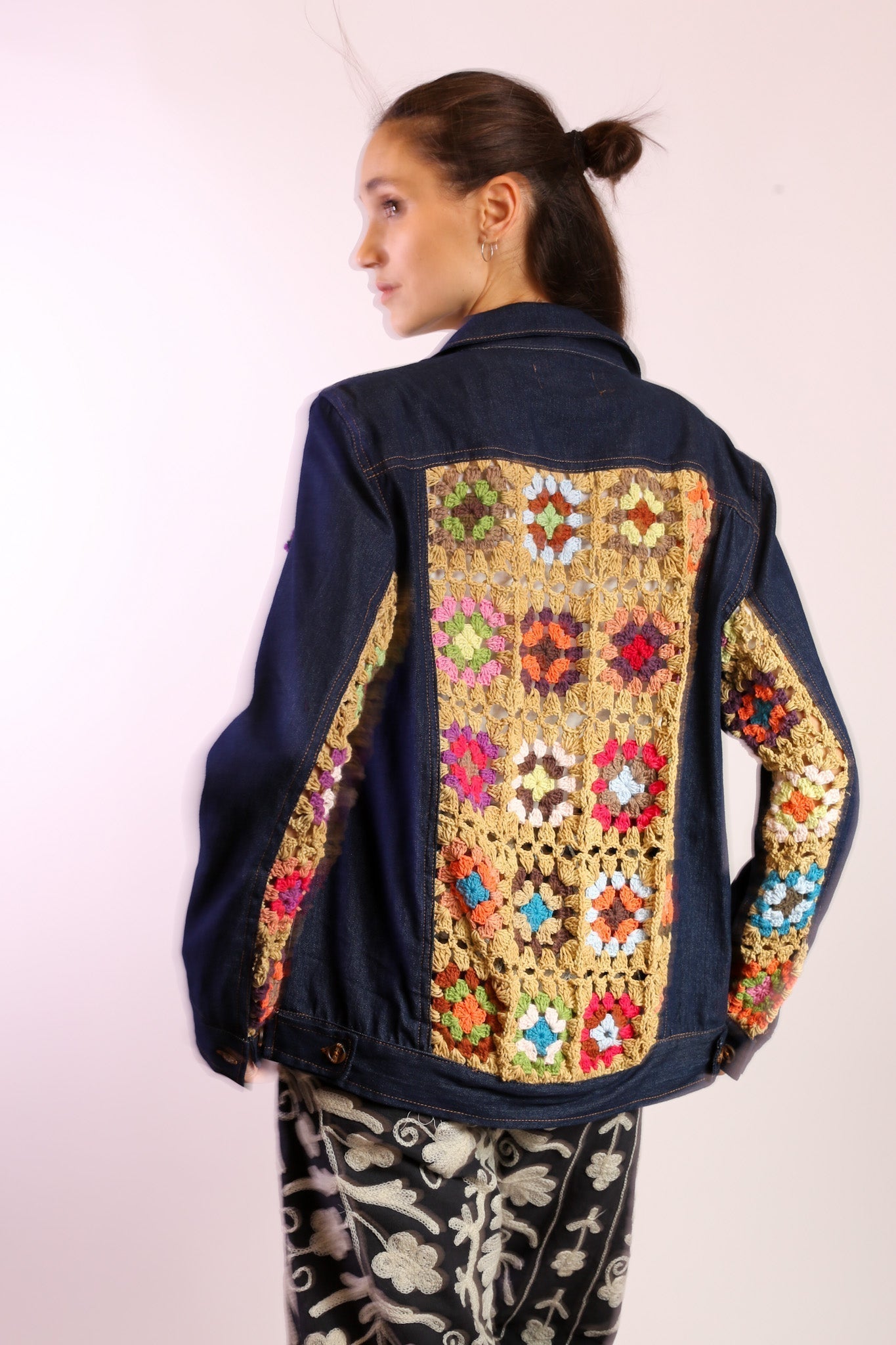 DENIM CROCHET DETAIL JACKET LORINS - BANGKOK TAILOR CLOTHING STORE - HANDMADE CLOTHING