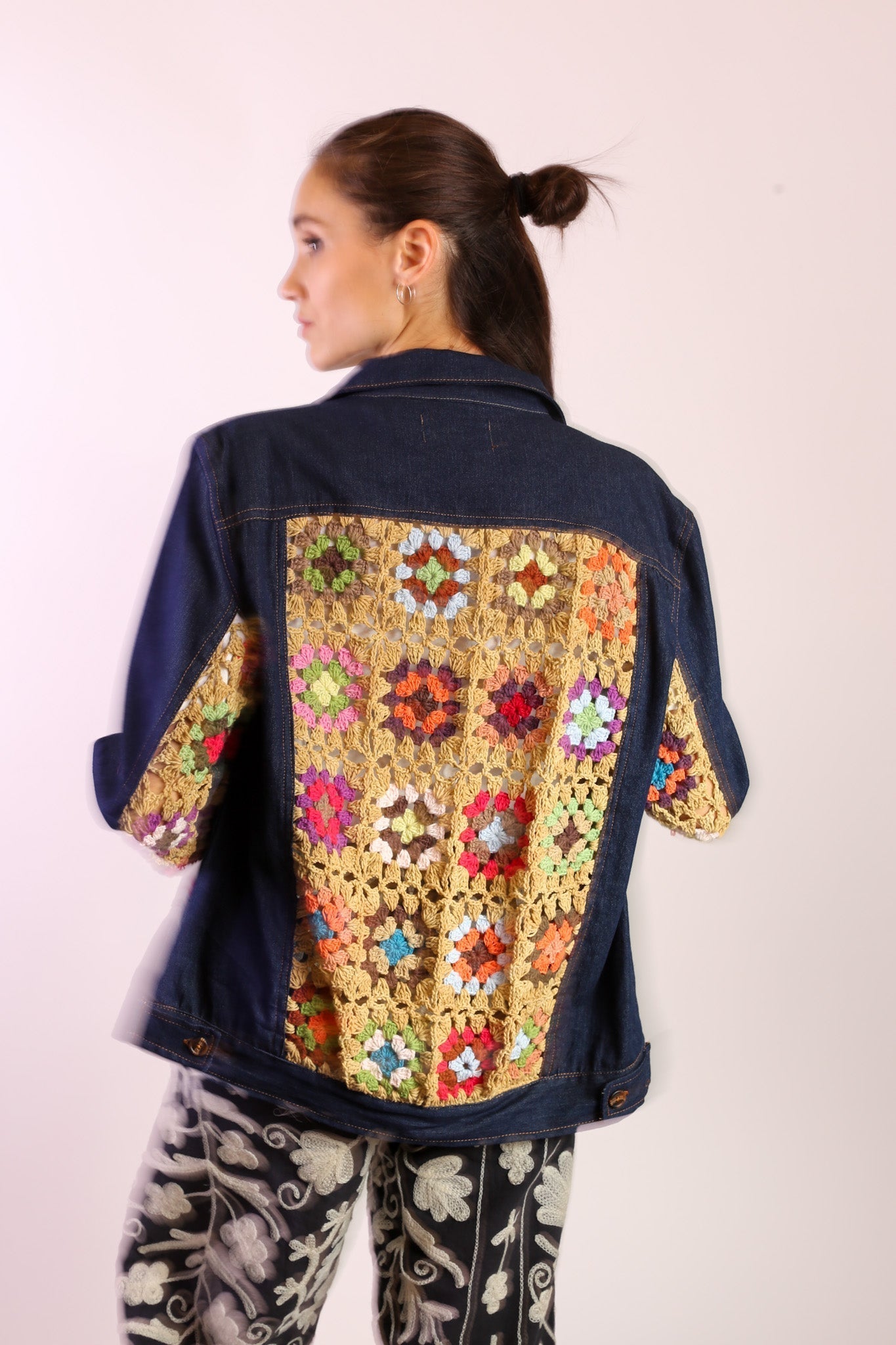 DENIM CROCHET DETAIL JACKET LORINS - BANGKOK TAILOR CLOTHING STORE - HANDMADE CLOTHING