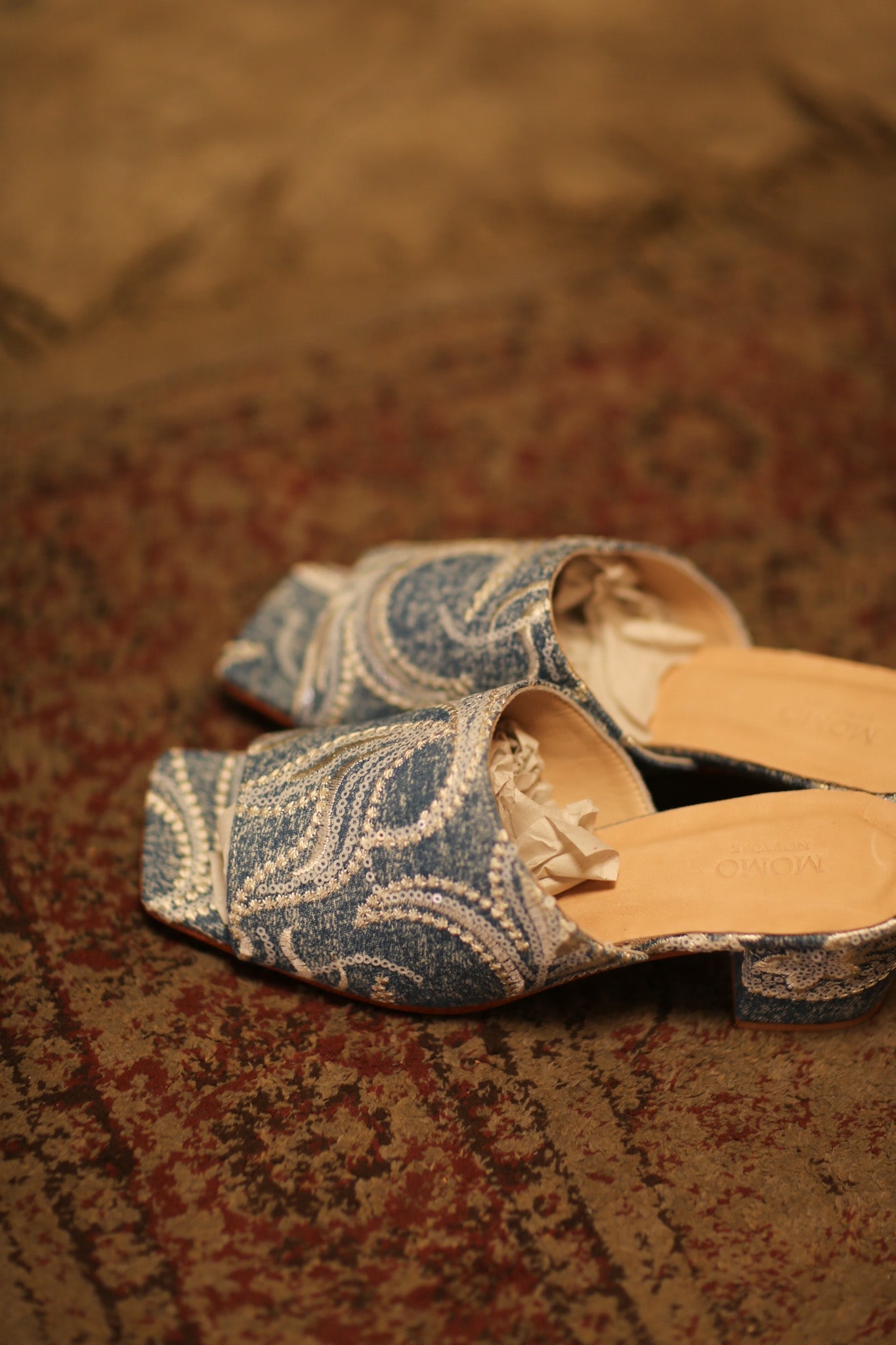 DENIM EMBROIDERED MULES KINTRA - BANGKOK TAILOR CLOTHING STORE - HANDMADE CLOTHING
