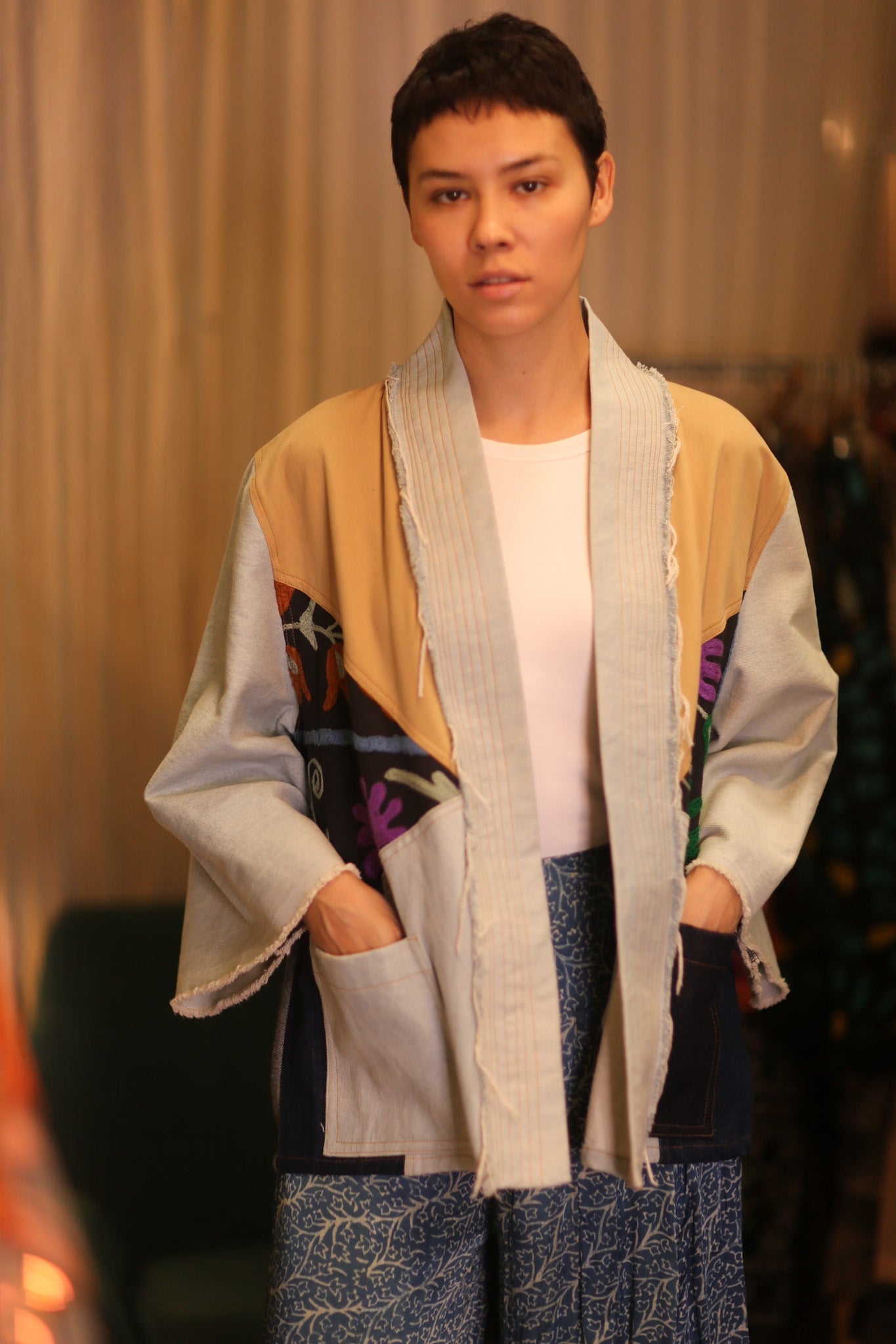 DENIM PATCHWORK KIMONO LYKE - BANGKOK TAILOR CLOTHING STORE - HANDMADE CLOTHING