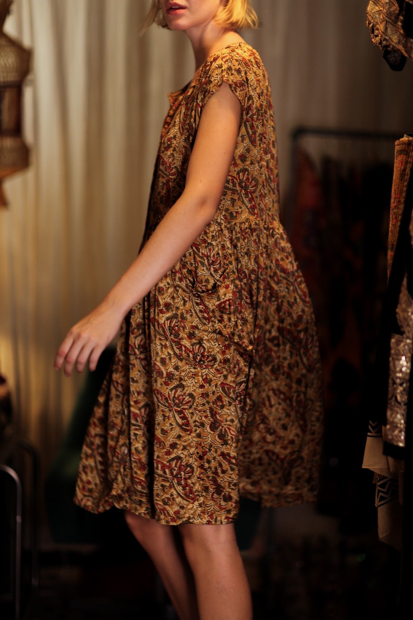 EDITH SILK DRESS MARIPOSA YELLOW - BANGKOK TAILOR CLOTHING STORE - HANDMADE CLOTHING