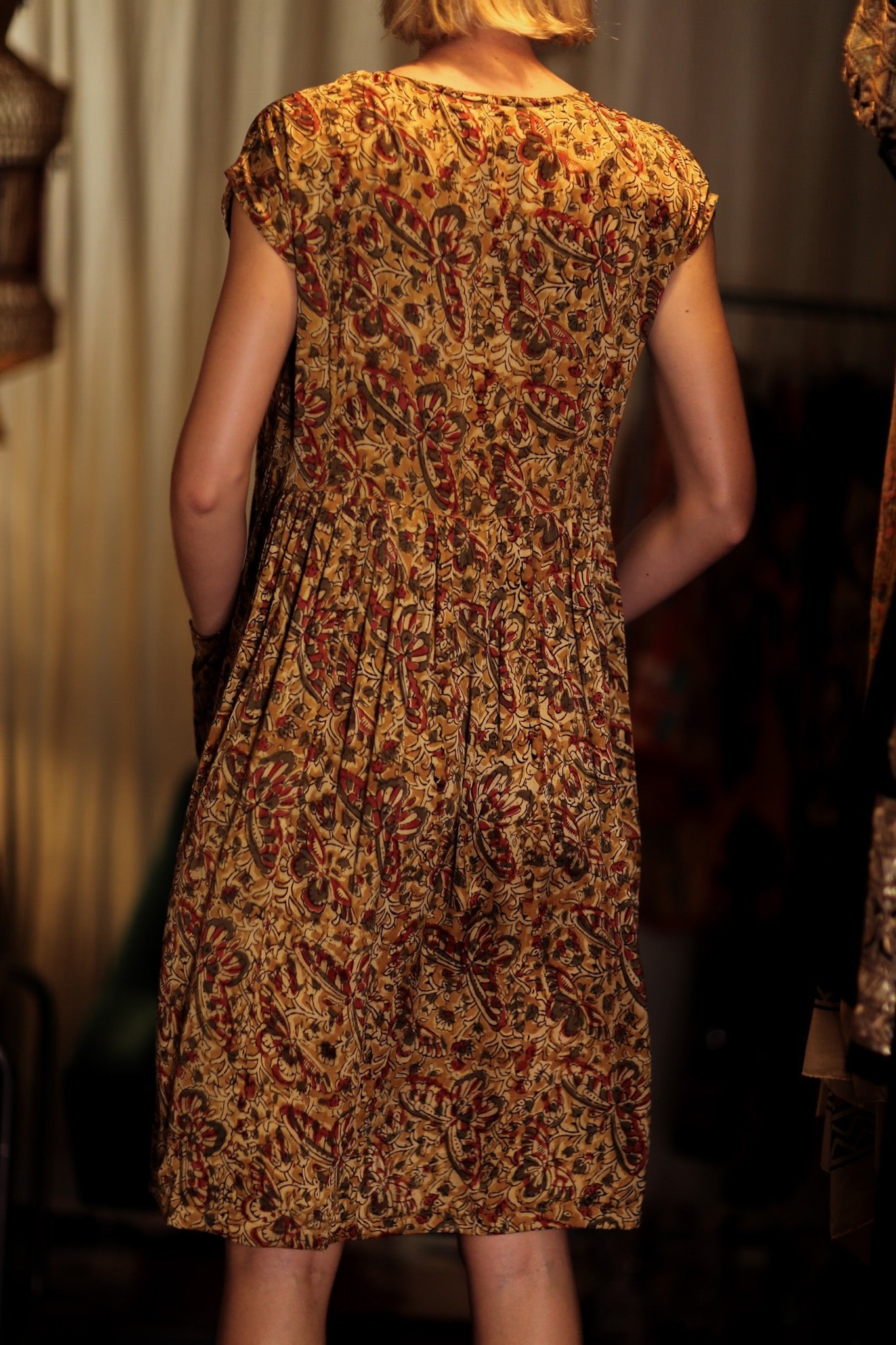 EDITH SILK DRESS MARIPOSA YELLOW - BANGKOK TAILOR CLOTHING STORE - HANDMADE CLOTHING
