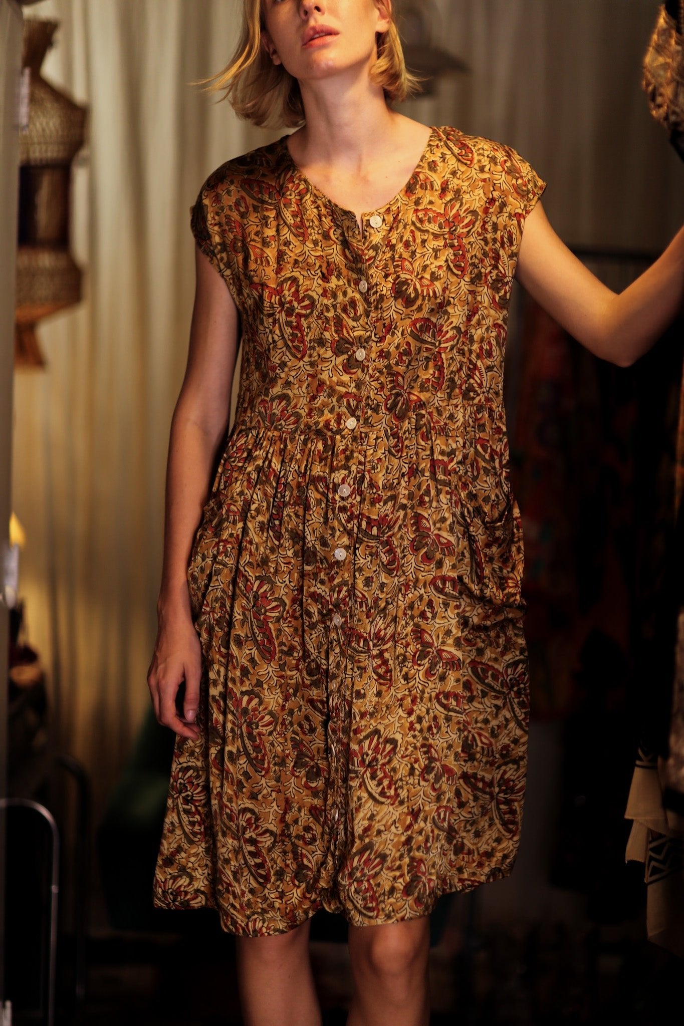 EDITH SILK DRESS MARIPOSA YELLOW - BANGKOK TAILOR CLOTHING STORE - HANDMADE CLOTHING