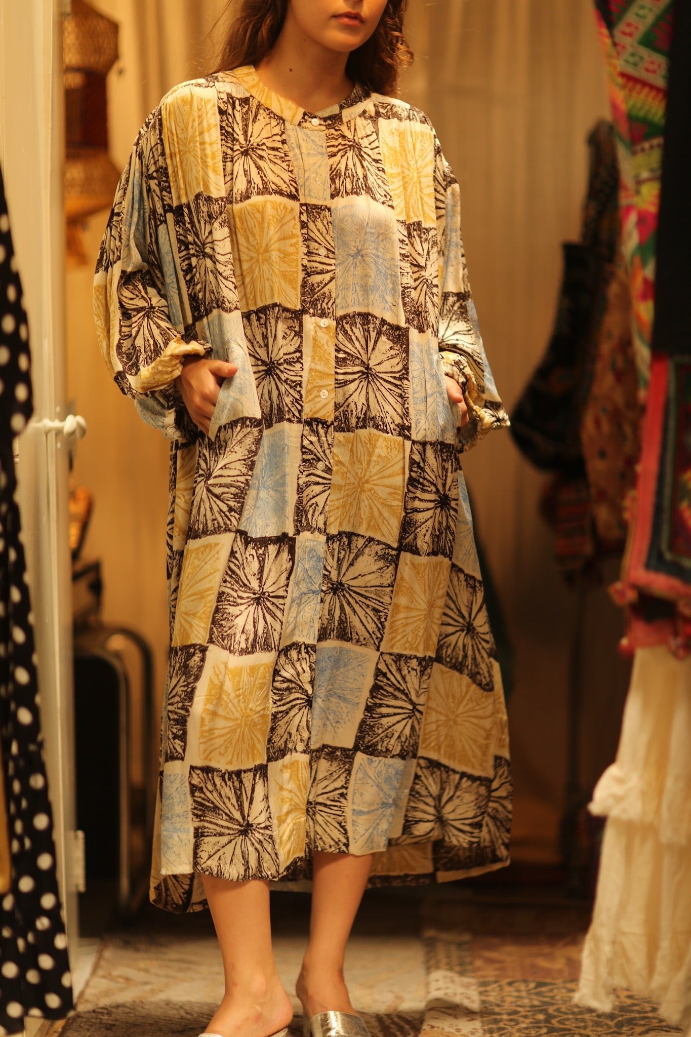 ELIZABETH SILK DRESS ANANAS PASTEL - BANGKOK TAILOR CLOTHING STORE - HANDMADE CLOTHING