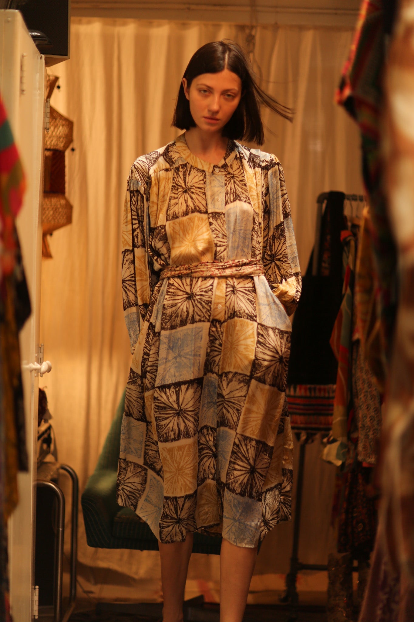 ELIZABETH SILK DRESS ANANAS PASTEL - BANGKOK TAILOR CLOTHING STORE - HANDMADE CLOTHING