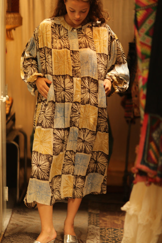 ELIZABETH SILK DRESS ANANAS PASTEL - BANGKOK TAILOR CLOTHING STORE - HANDMADE CLOTHING