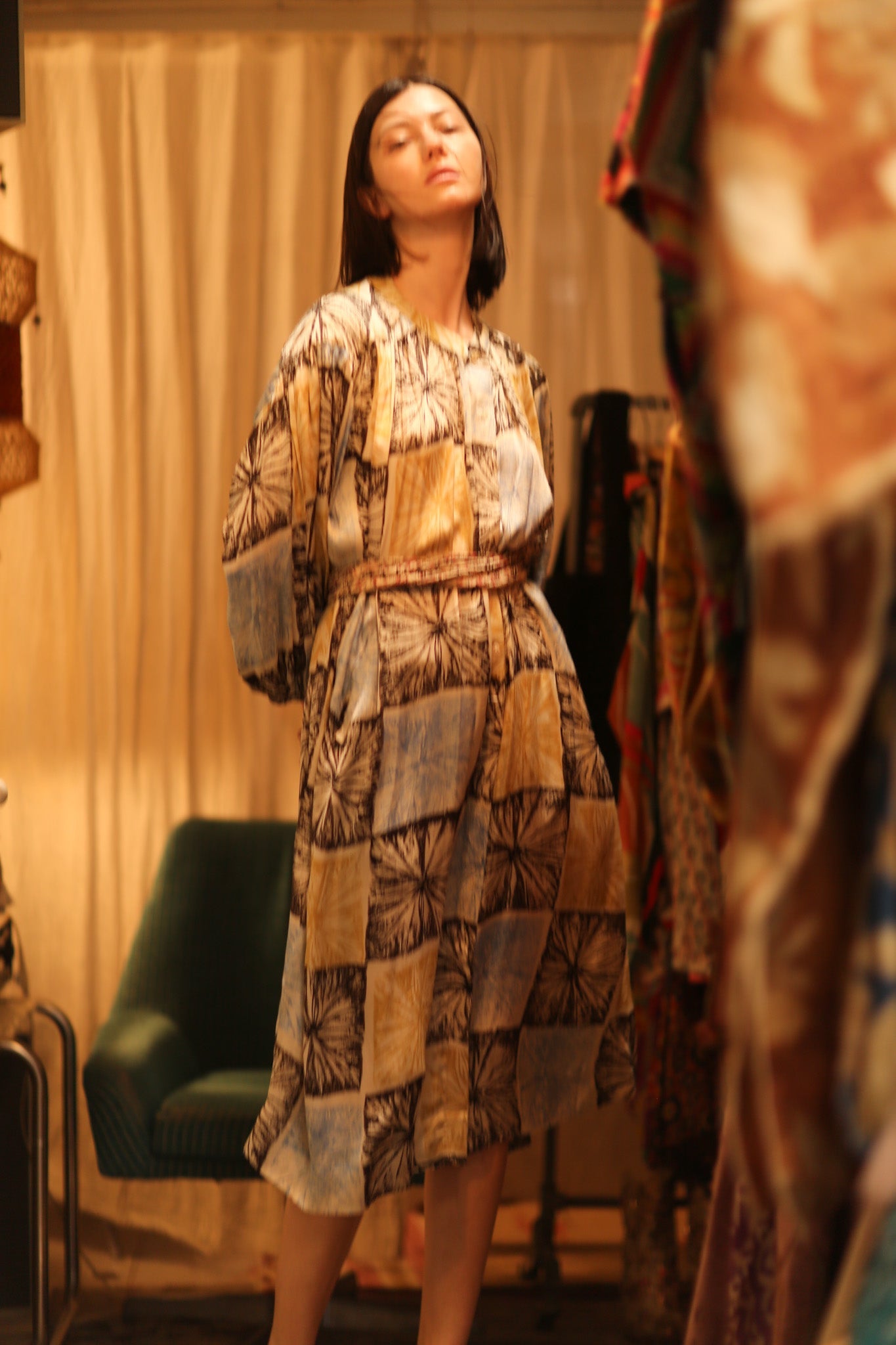 ELIZABETH SILK DRESS ANANAS PASTEL - BANGKOK TAILOR CLOTHING STORE - HANDMADE CLOTHING