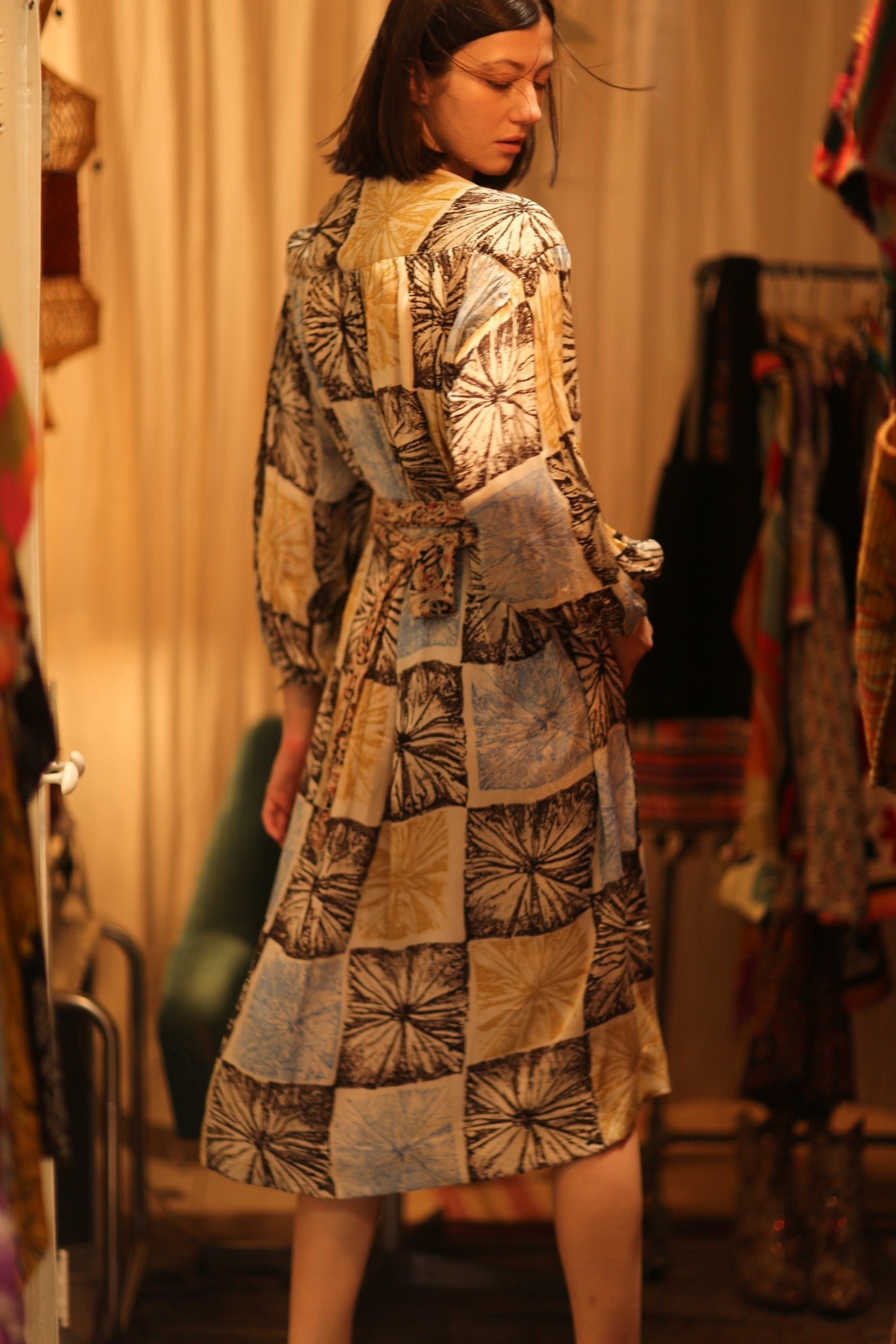 ELIZABETH SILK DRESS ANANAS PASTEL - BANGKOK TAILOR CLOTHING STORE - HANDMADE CLOTHING