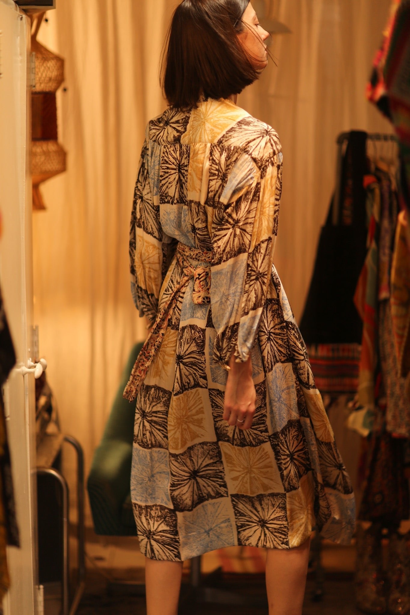 ELIZABETH SILK DRESS ANANAS PASTEL - BANGKOK TAILOR CLOTHING STORE - HANDMADE CLOTHING