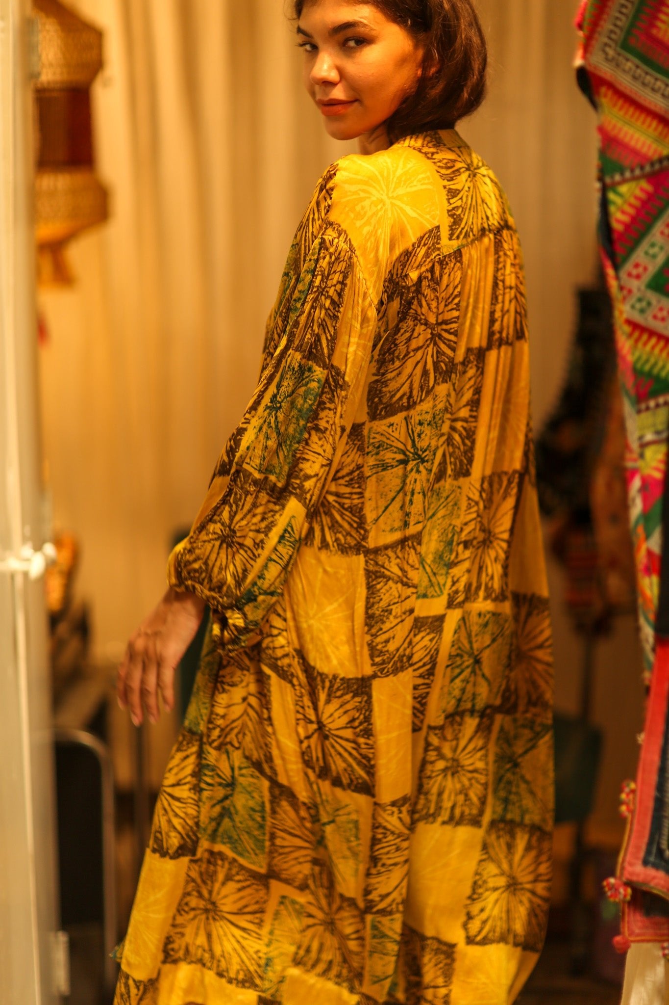 ELIZABETH SILK DRESS ANANAS YELLOW - BANGKOK TAILOR CLOTHING STORE - HANDMADE CLOTHING