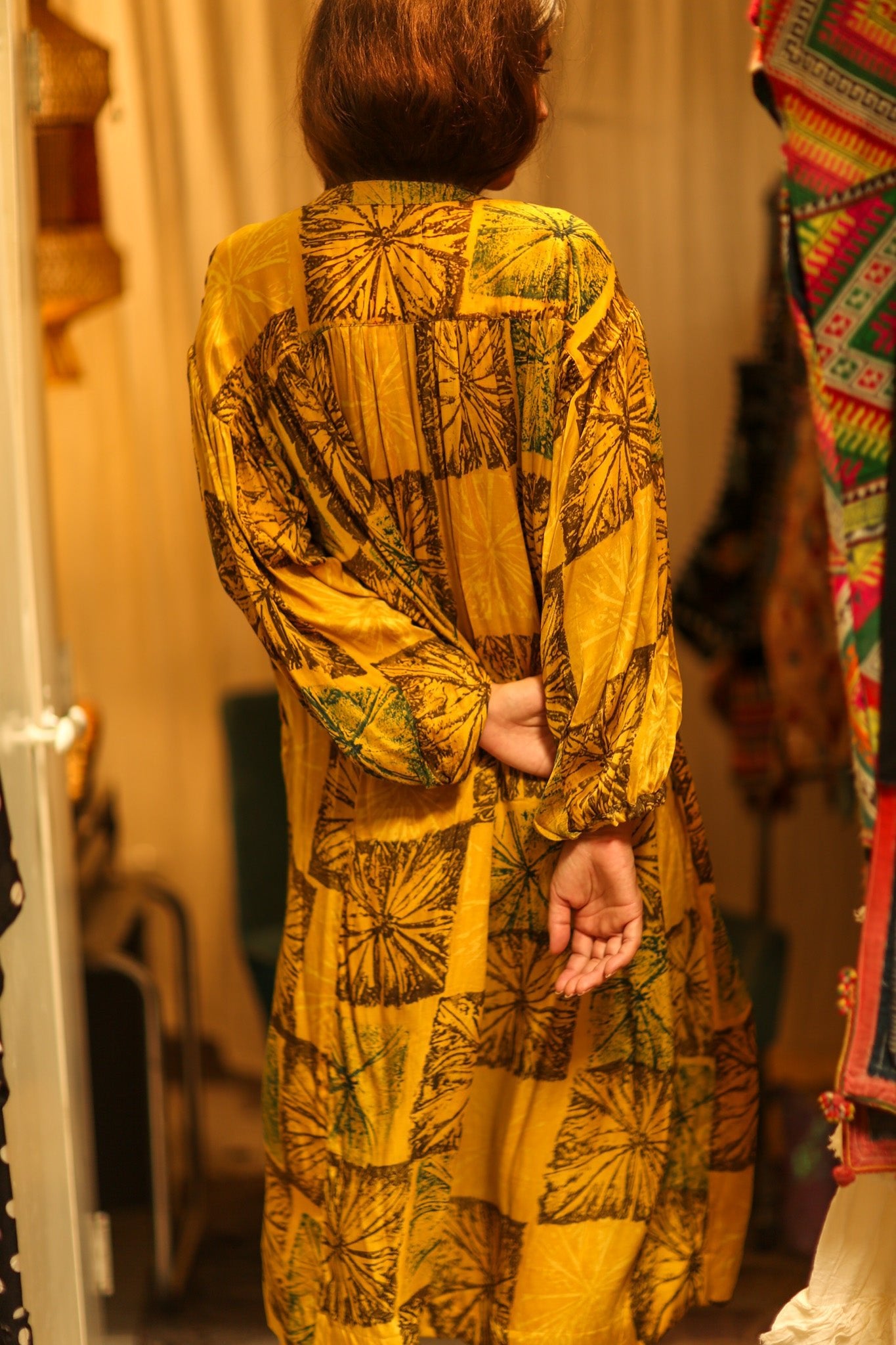 ELIZABETH SILK DRESS ANANAS YELLOW - BANGKOK TAILOR CLOTHING STORE - HANDMADE CLOTHING