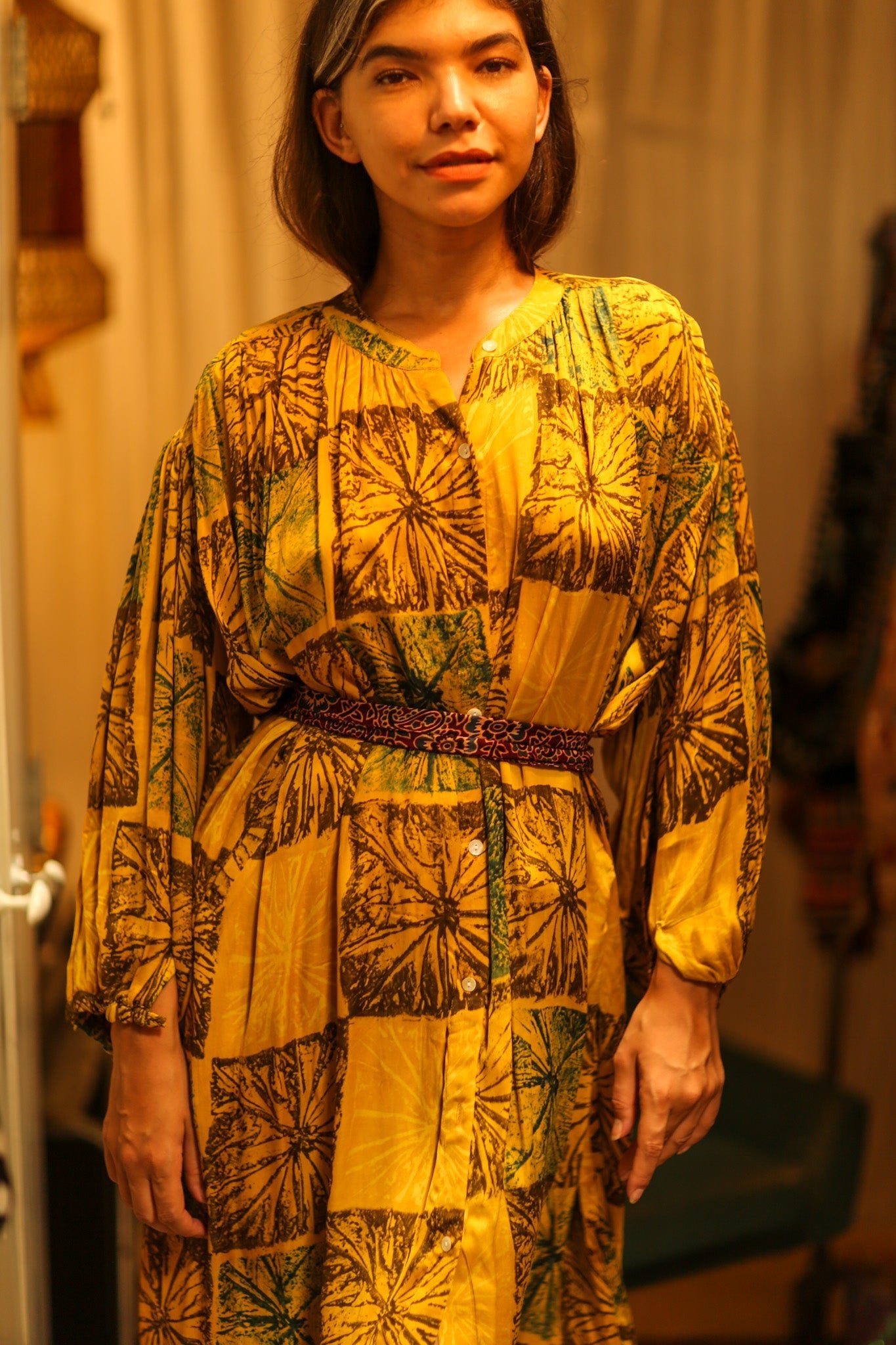 ELIZABETH SILK DRESS ANANAS YELLOW - BANGKOK TAILOR CLOTHING STORE - HANDMADE CLOTHING